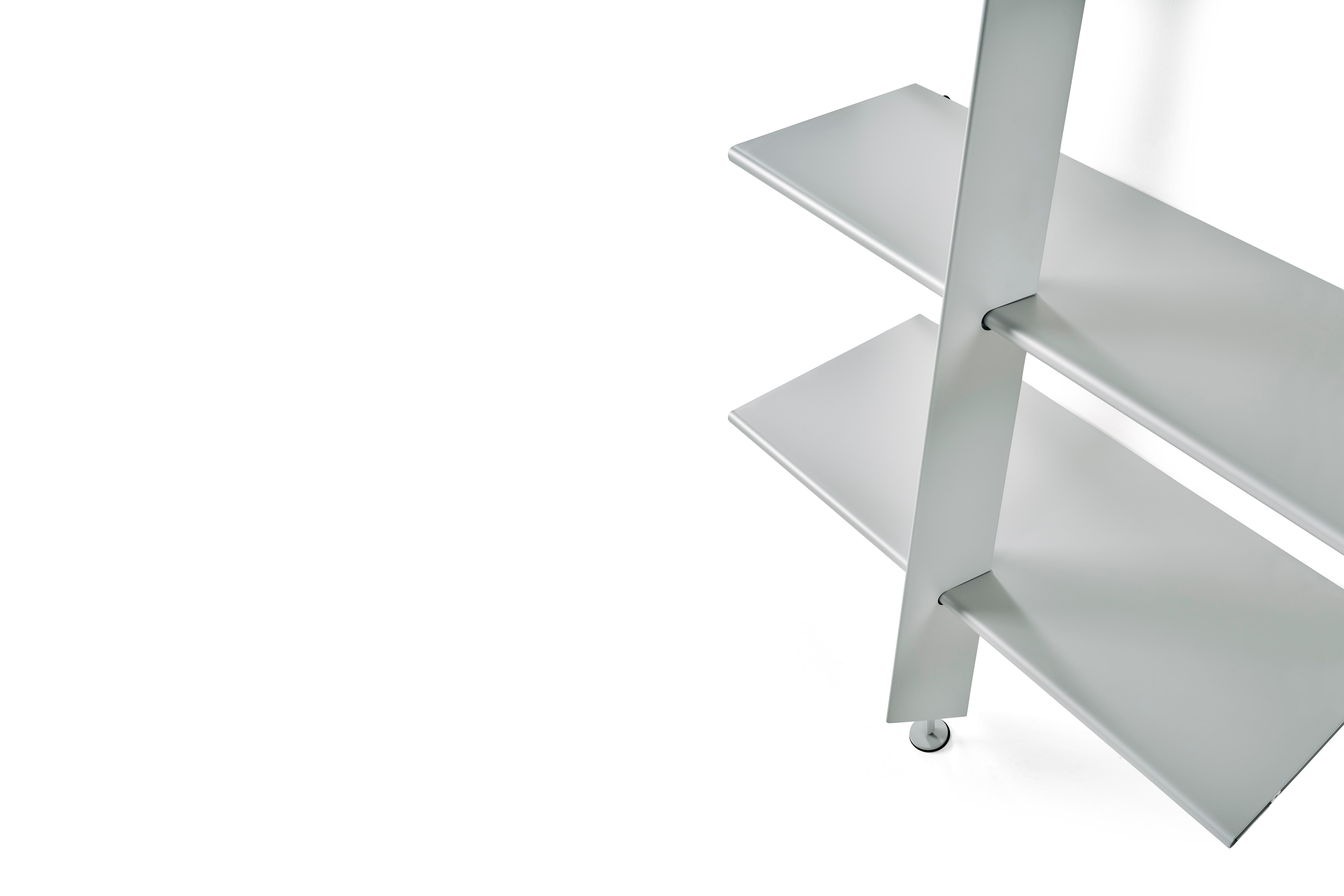 Italian Baleri Italia Mac Gee Bookshelf in Metallic Silver Steel by Philippe Starck For Sale