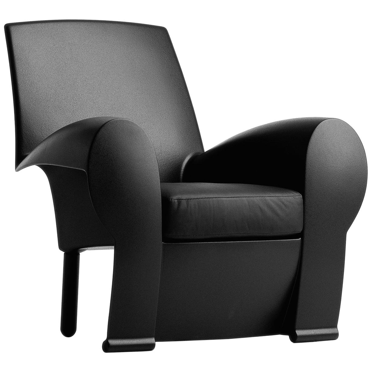 Baleri Italia Richard III Armchair in Black Leather by Philippe Starck