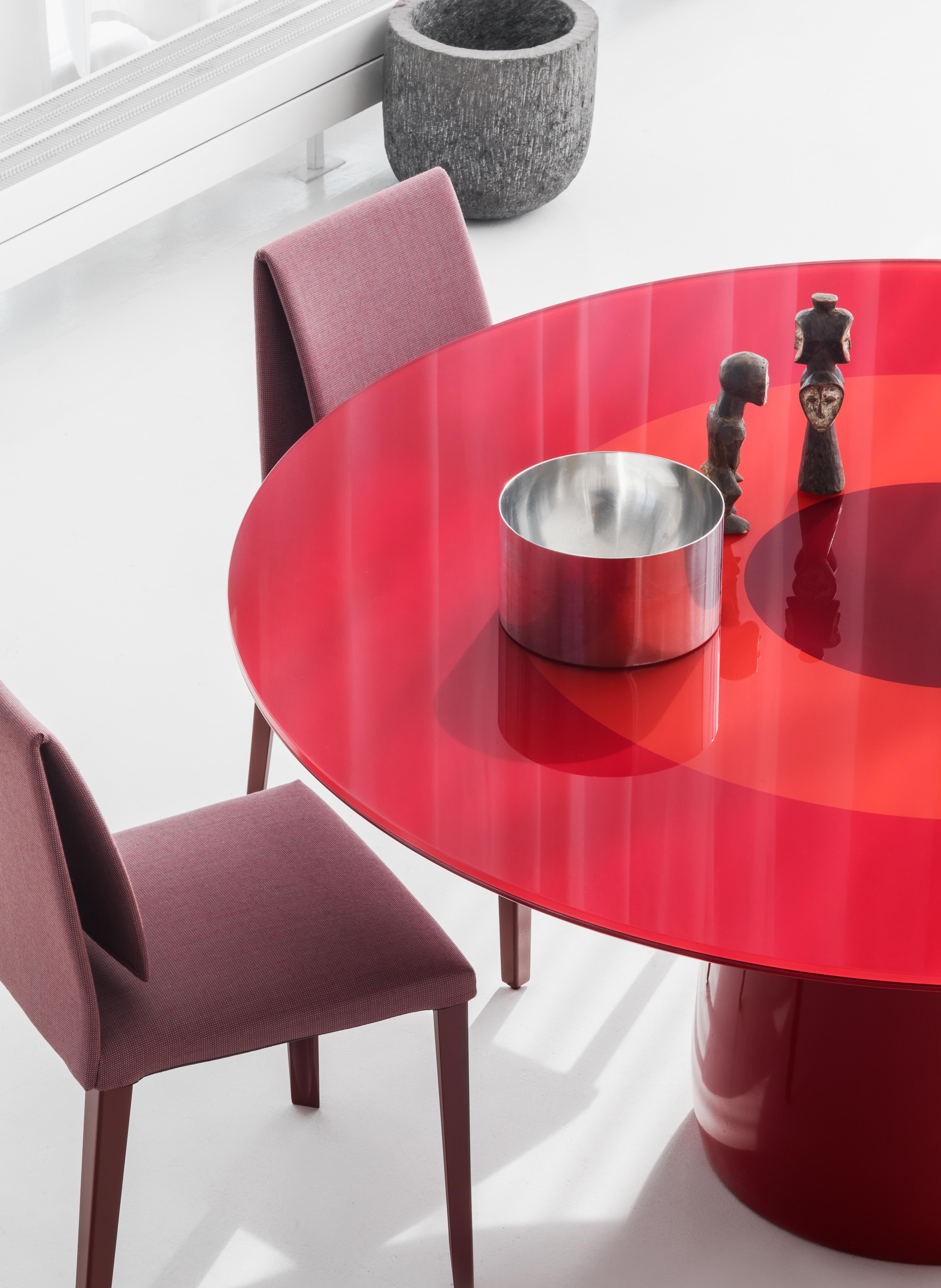 Italian Baleri Italia Roundel Table with Red Lacquer & Glass Top, Claesson Koivisto Rune For Sale