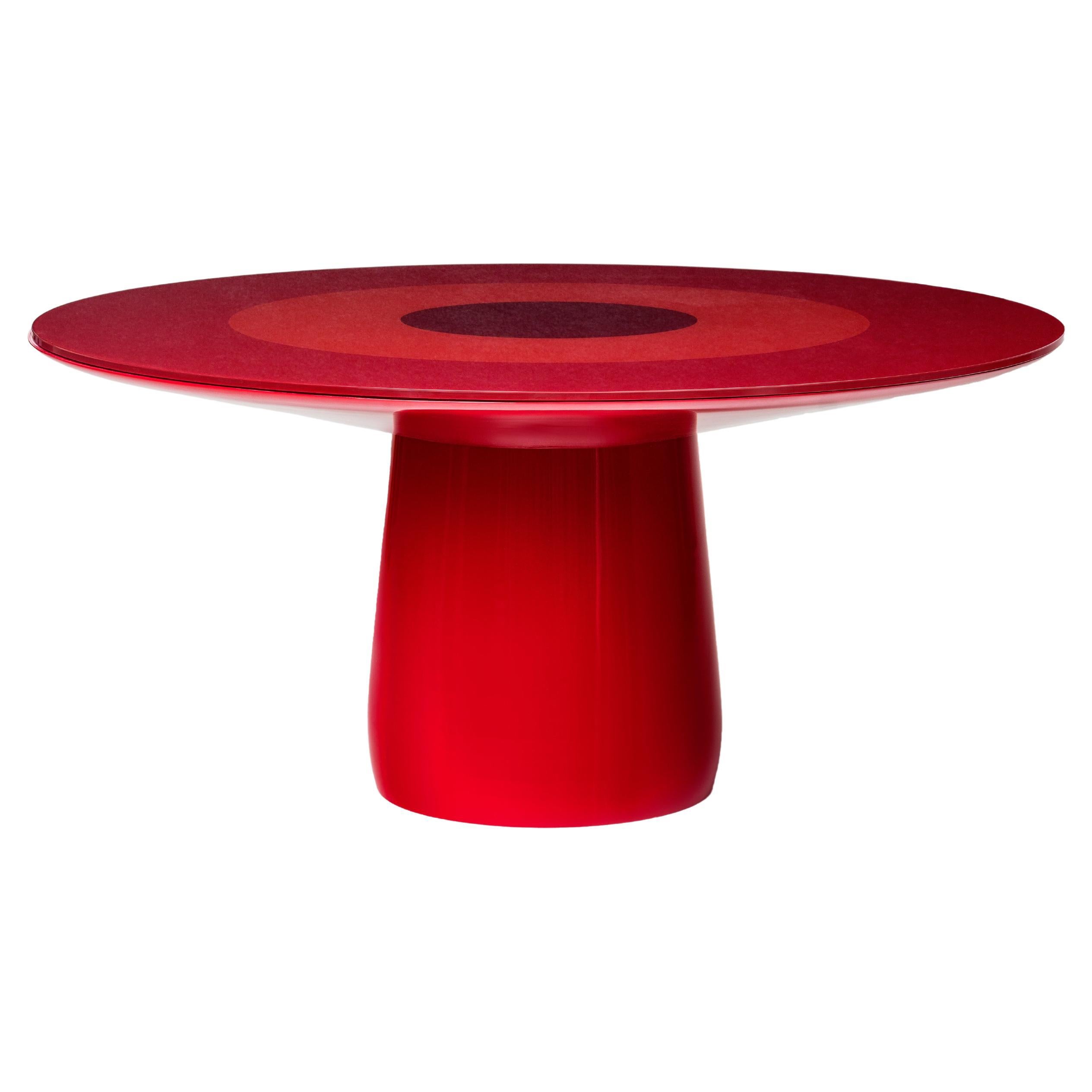 Runder Baleri Italia-Tisch mit rotem Lack und Glasplatte, Claesson Koivisto Rune im Angebot