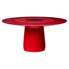 Runder Baleri Italia-Tisch mit rotem Lack und Glasplatte, Claesson Koivisto Rune