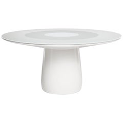 Table ronde Baleri Italia, laque blanche et plateau en verre, Claesson Koivisto Rune