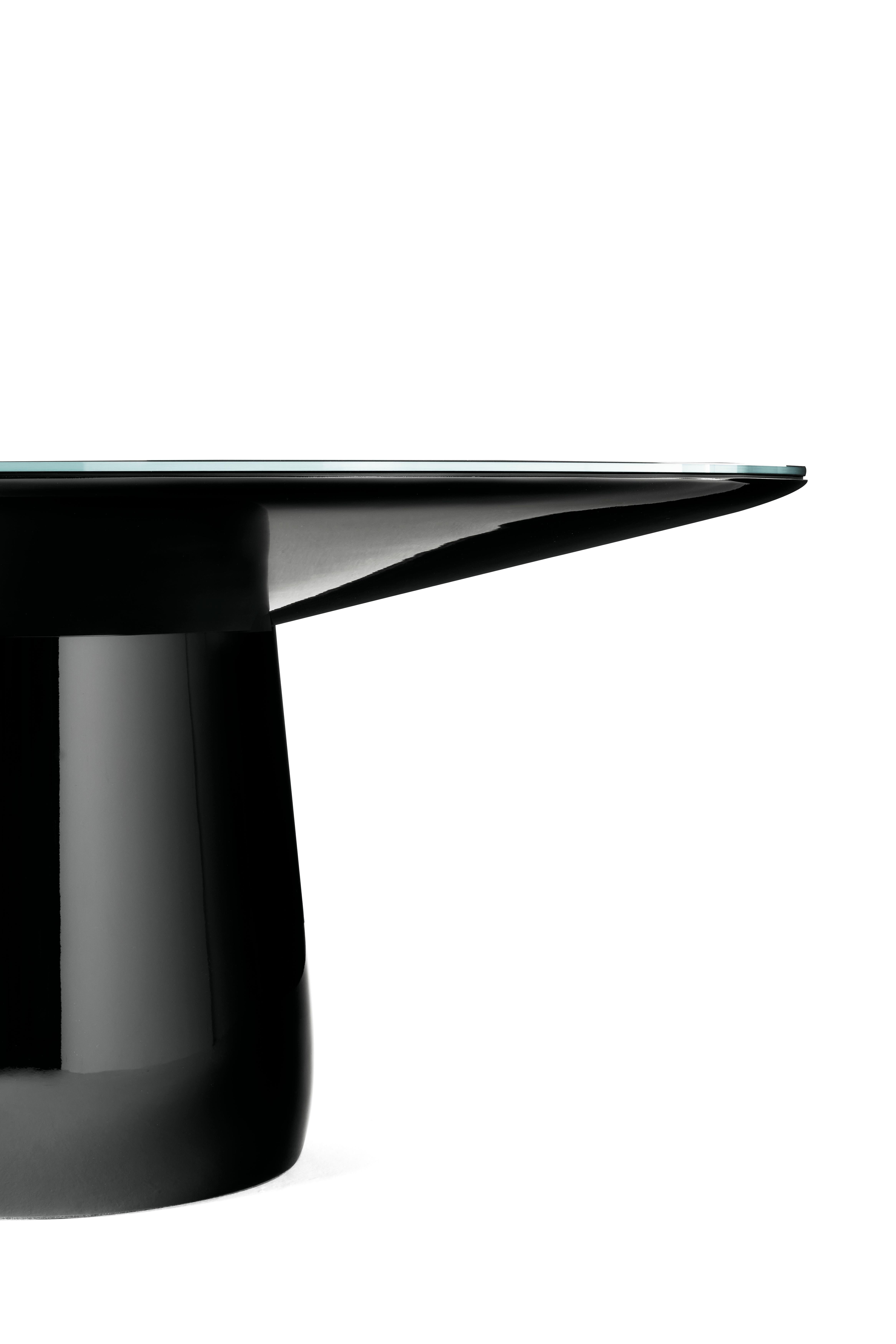 Table ronde Baleri Italia avec plateau en laque rouge et verre, Claesson Koivisto Rune en vente 1