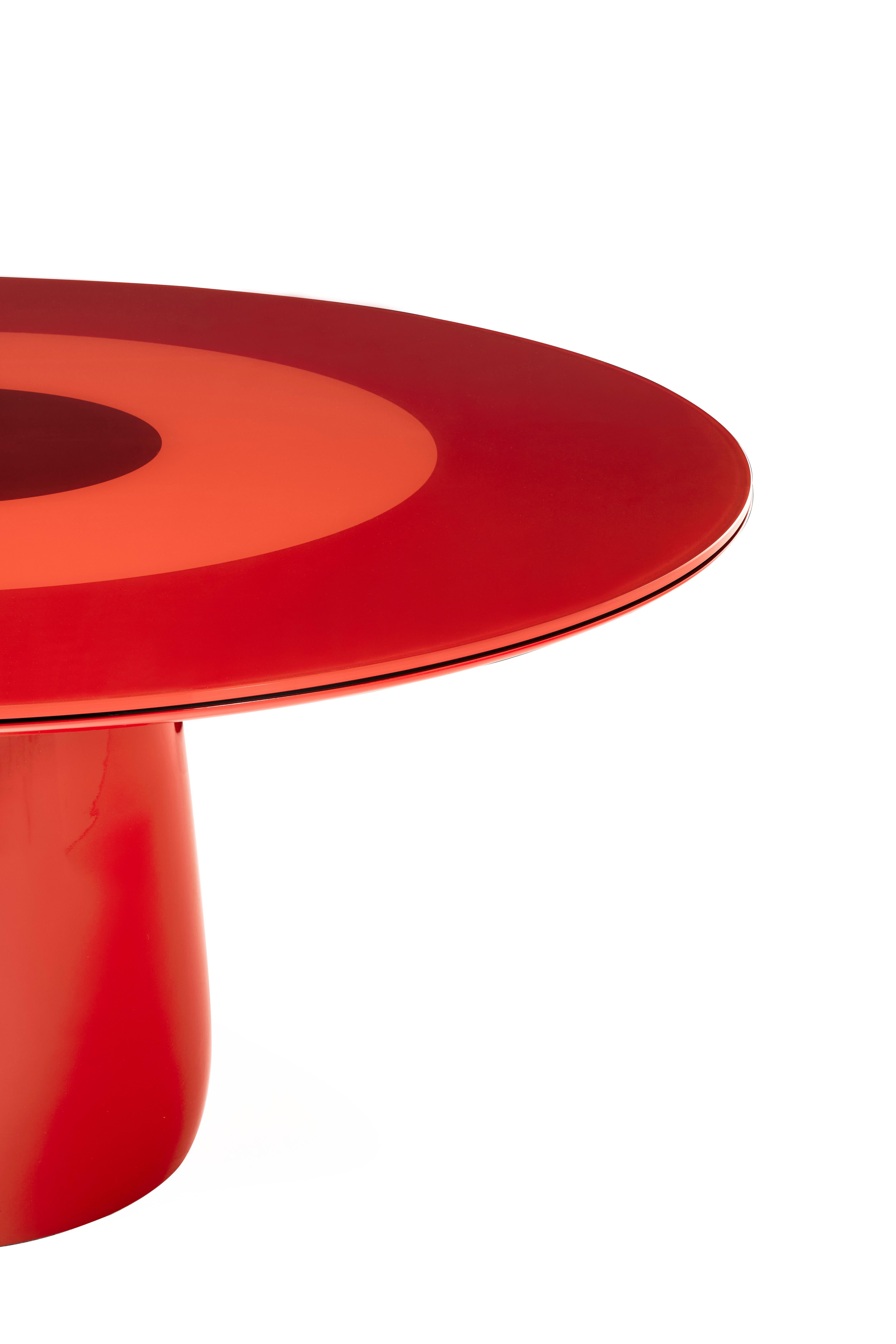 Table ronde Baleri Italia avec plateau en laque rouge et verre, Claesson Koivisto Rune en vente 4