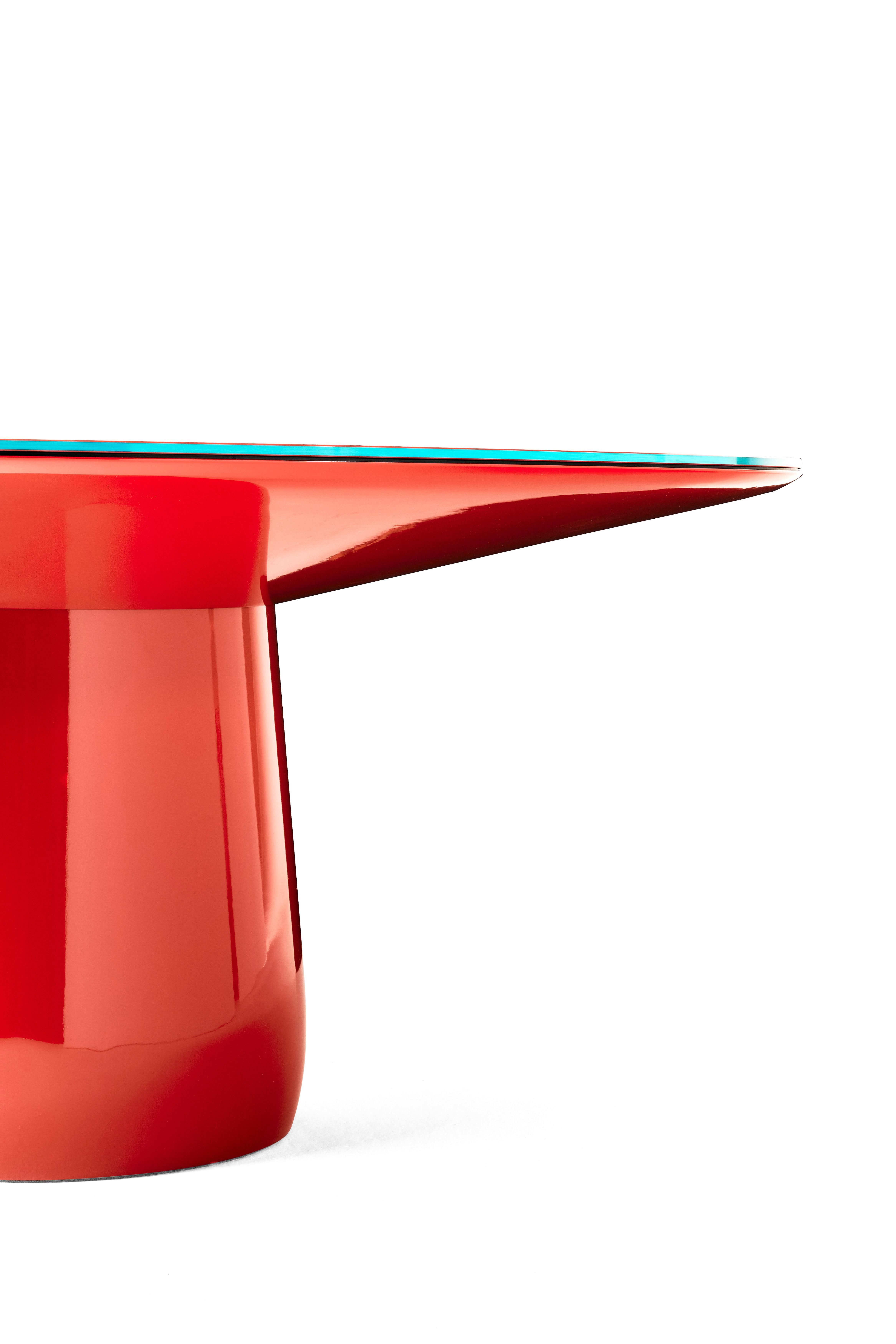 Table ronde Baleri Italia avec plateau en laque rouge et verre, Claesson Koivisto Rune en vente 5
