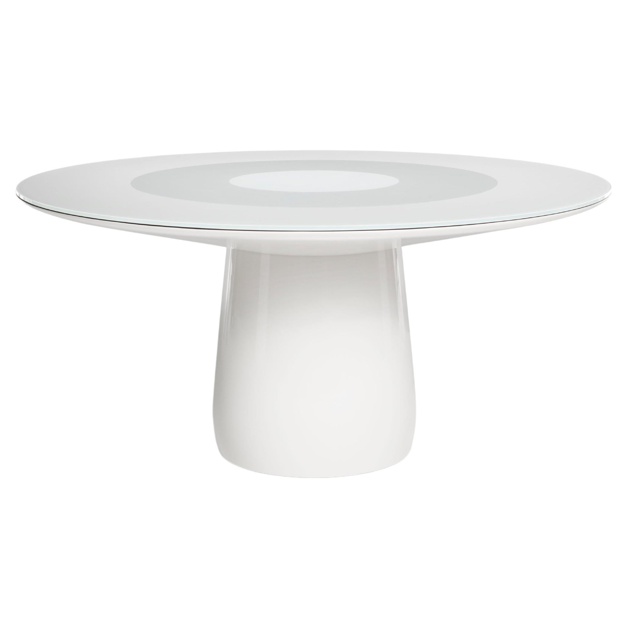 Runder Baleri Italia-Tisch mit weißer Glasplatte, Claesson Koivisto Rune