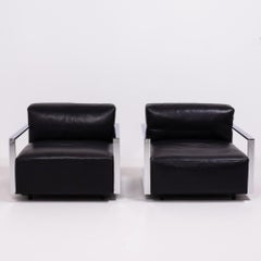 Baleri Italia St Martin-Sessel aus schwarzem Leder, 2er-Set