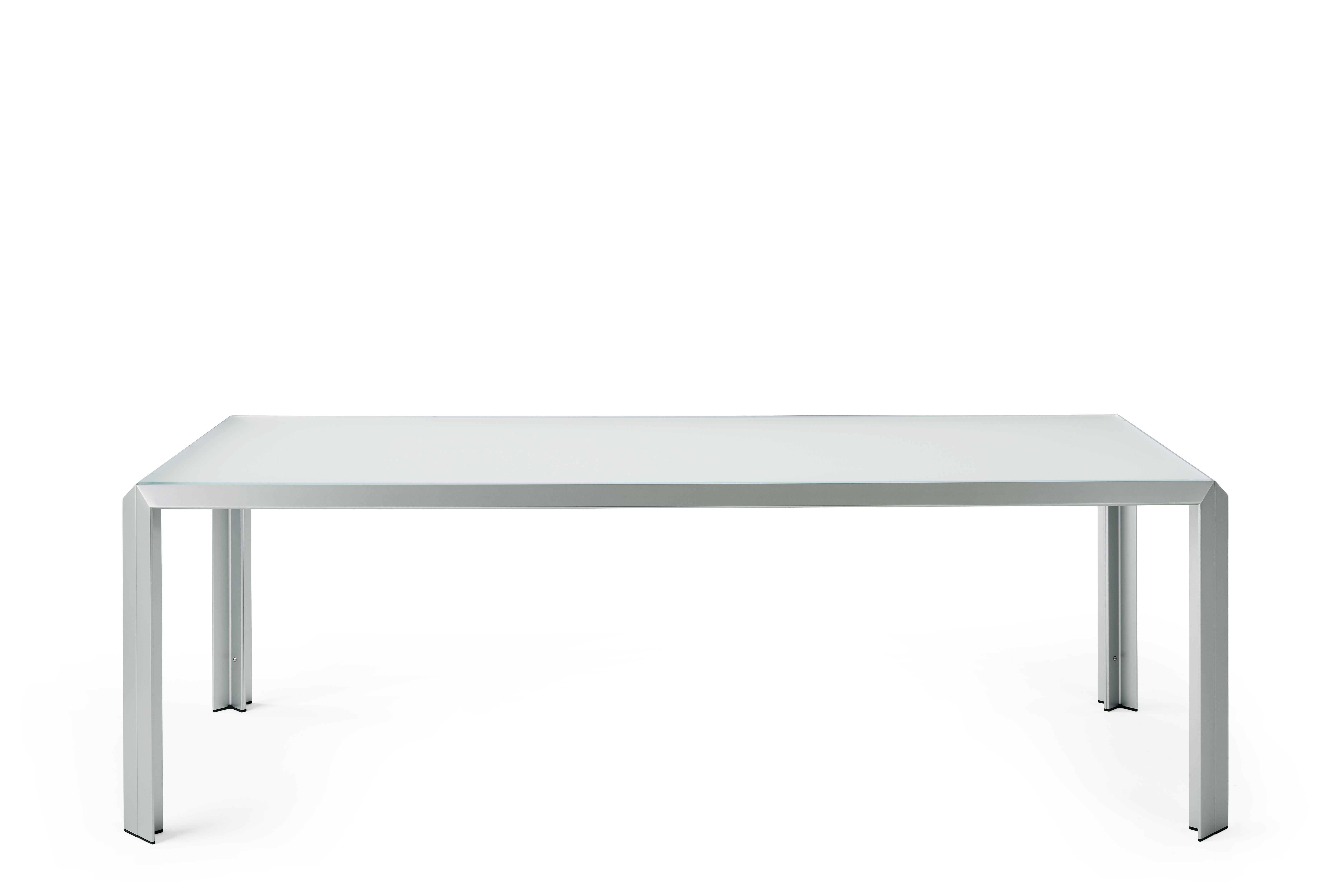Baleri Italia T-Tisch aus Aluminium mit Kristallplatte von Angelo Mangiarotti (Italienisch) im Angebot