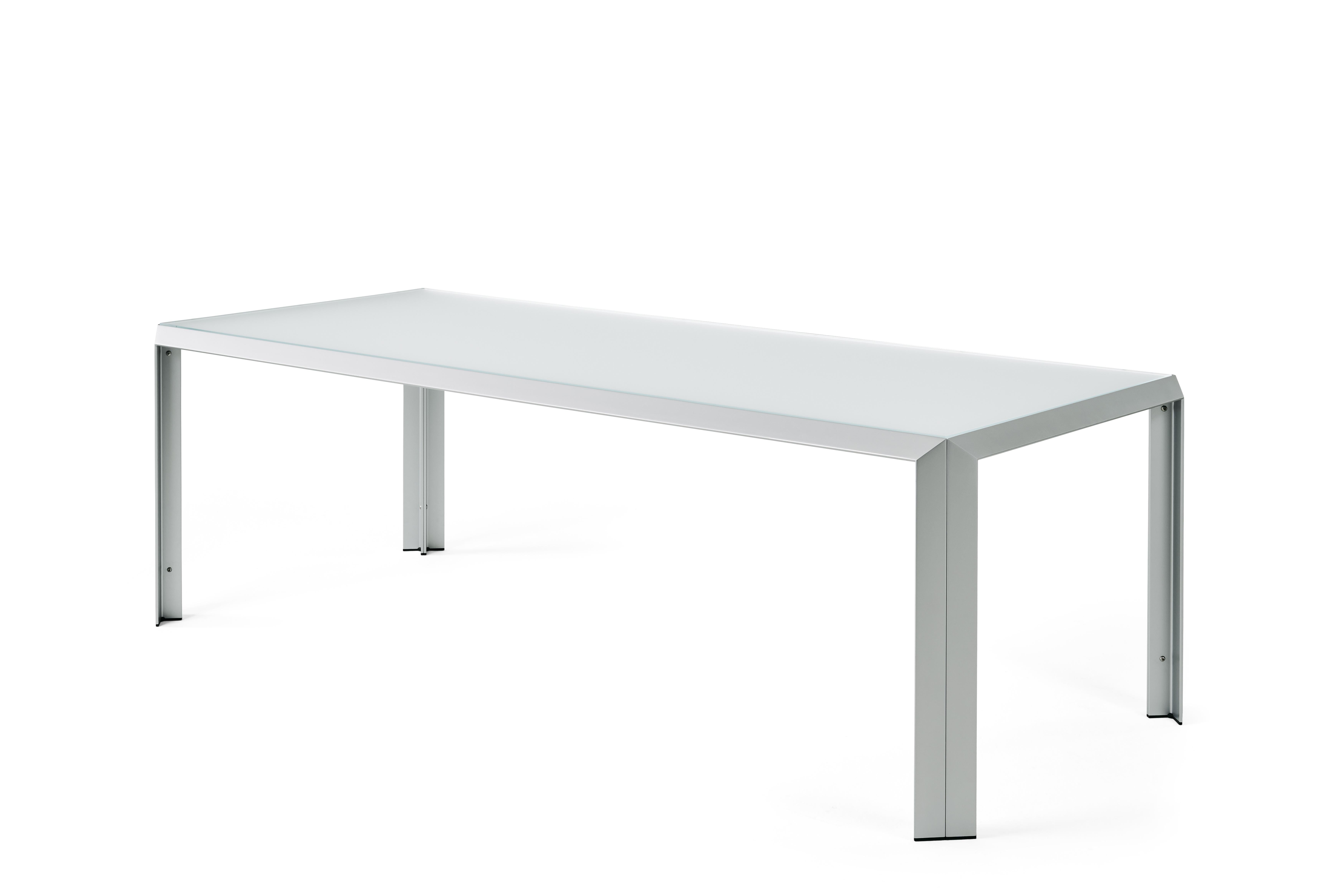 Baleri Italia T-Tisch aus Aluminium mit Kristallplatte von Angelo Mangiarotti im Zustand „Neu“ im Angebot in Milano, Lombardia