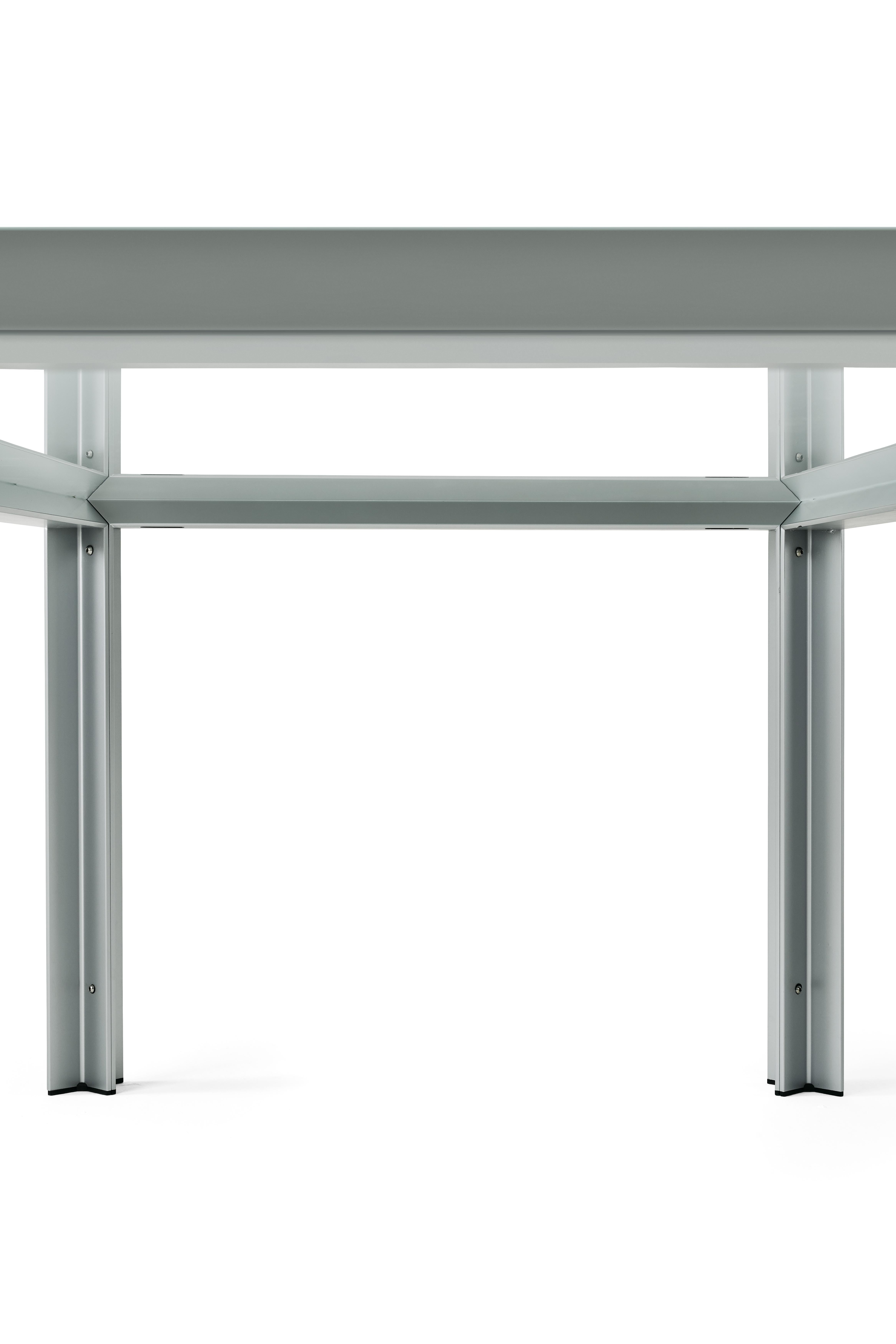 Baleri Italia T-Tisch aus Aluminium mit Kristallplatte von Angelo Mangiarotti im Angebot 3