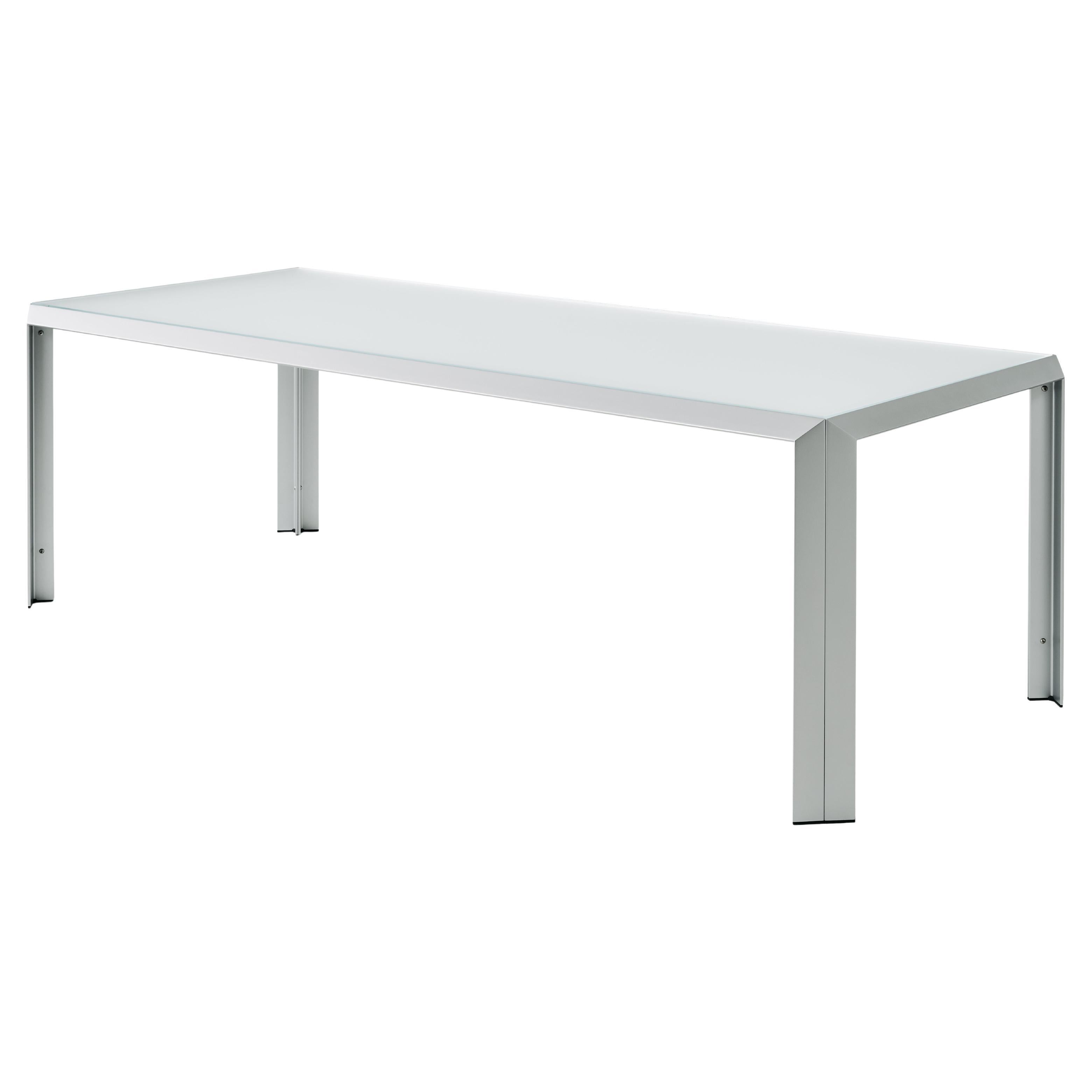 Baleri Italia T-Tisch aus Aluminium mit Kristallplatte von Angelo Mangiarotti im Angebot