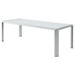 Baleri Italia T-Table Aluminum Table with Crystal Top by Angelo Mangiarotti