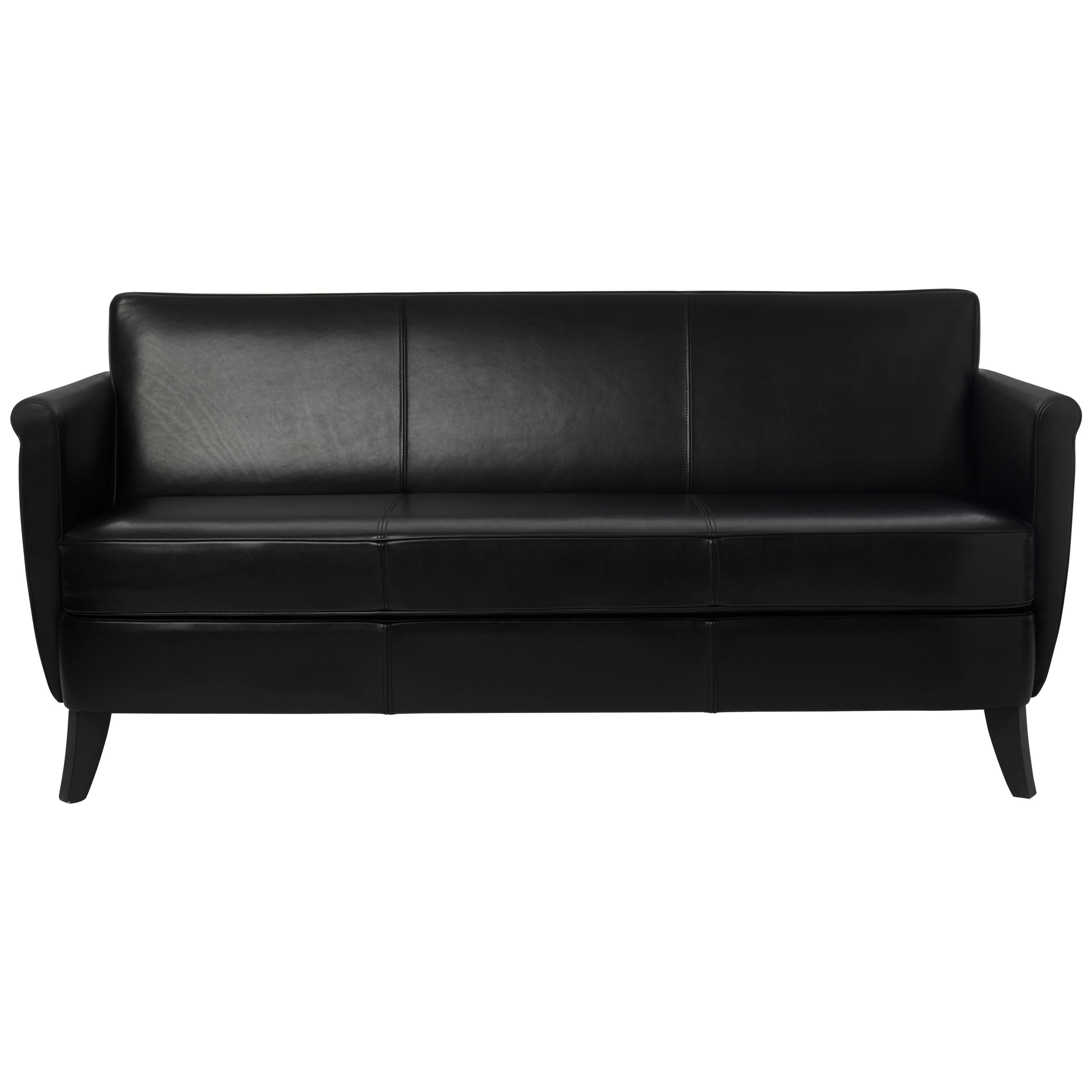 Saint-Germain 3-Seat Sofa in Black Timeless Leather and Raw Silver For ...