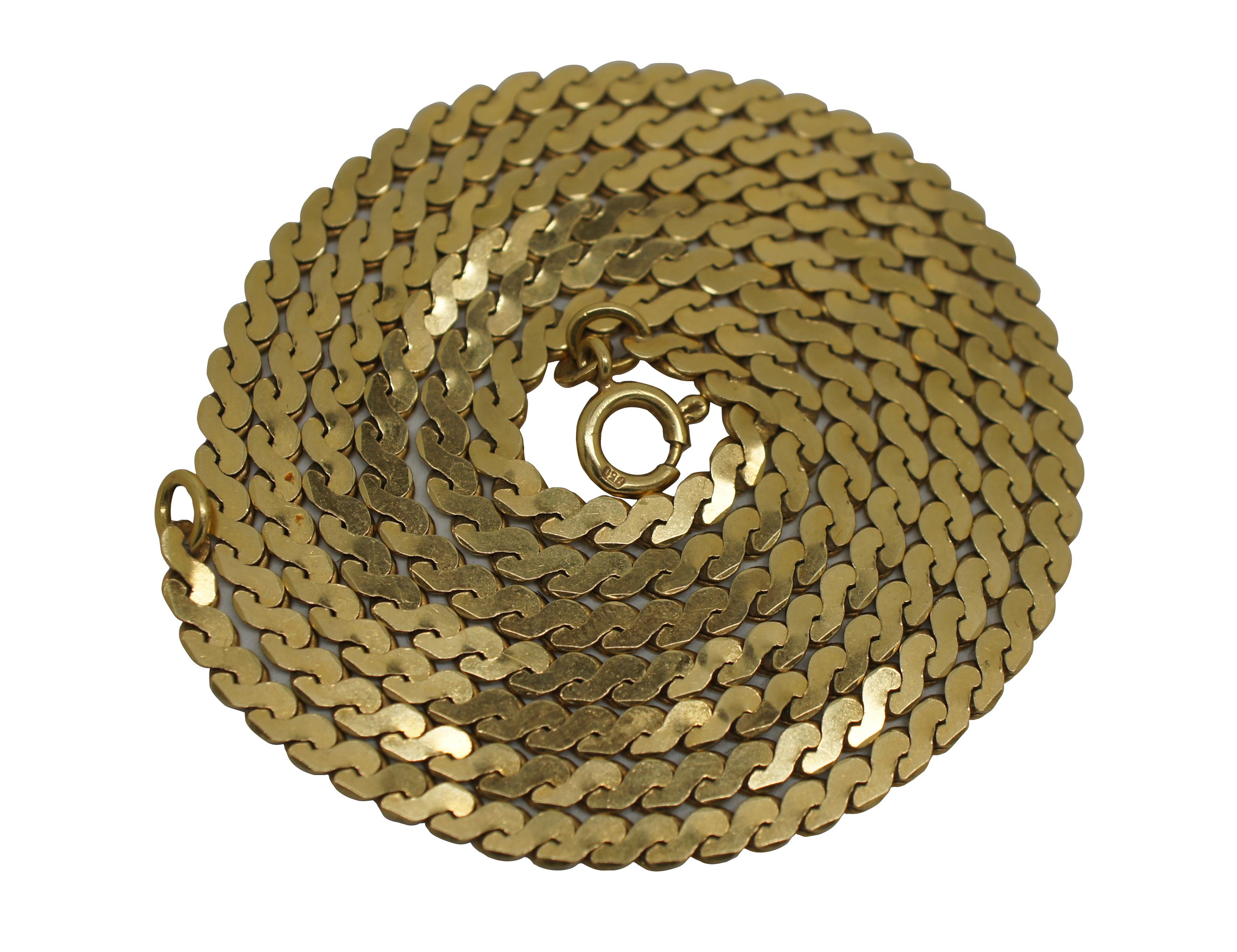 Vintage Giovanni Balestra & Figli 18k / 750 (75% Gold) yellow gold 3mm wide heavy serpentine chain necklace with spring ring clasp. Made in Vicenza, Italy. 

GIOVANNI BALESTRA & FIGLI
Hallmark(s):  13 VI, 
