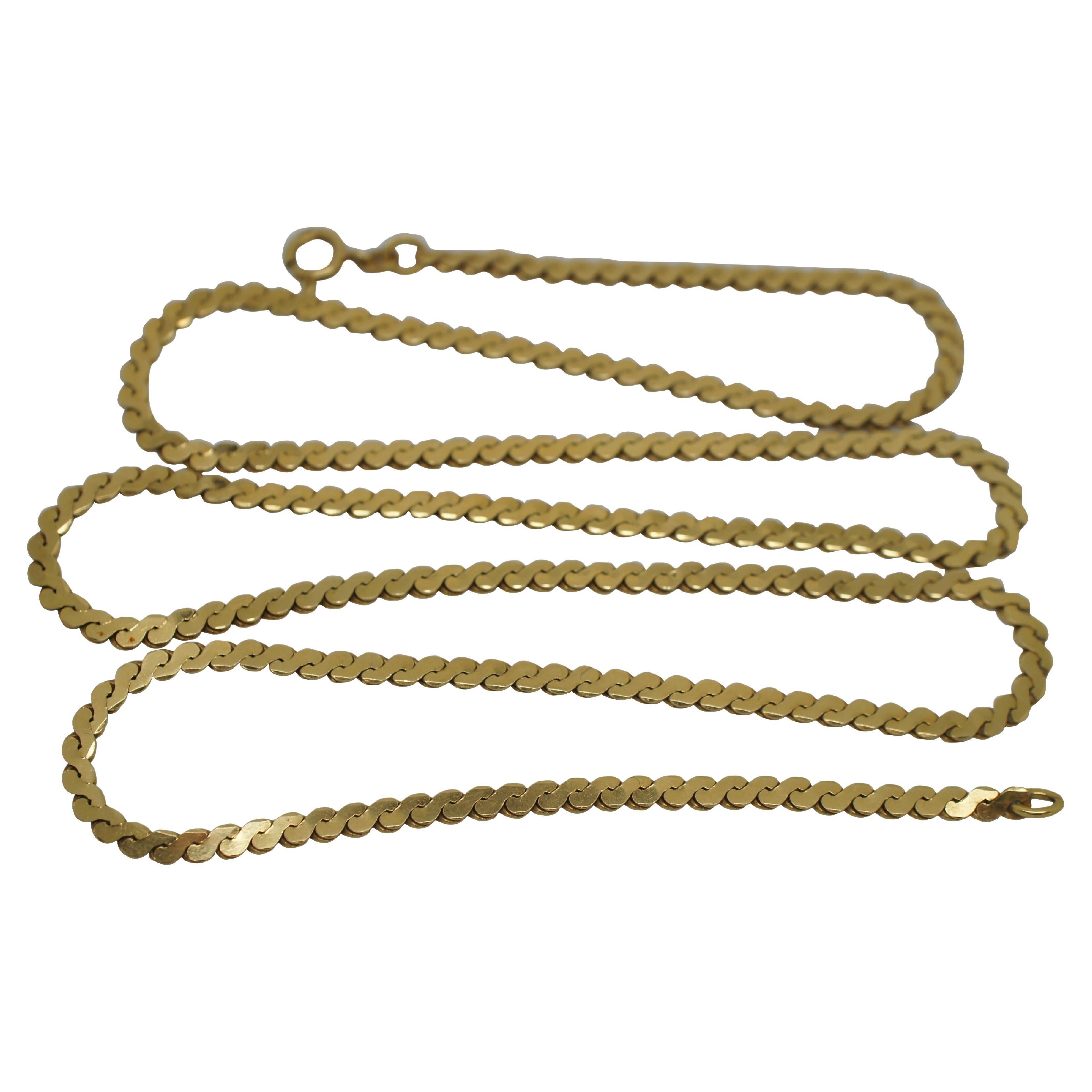 Balestra & Figli 18K Gold 3mm Flat Serpentine Chain Necklace Italy 25g 27"