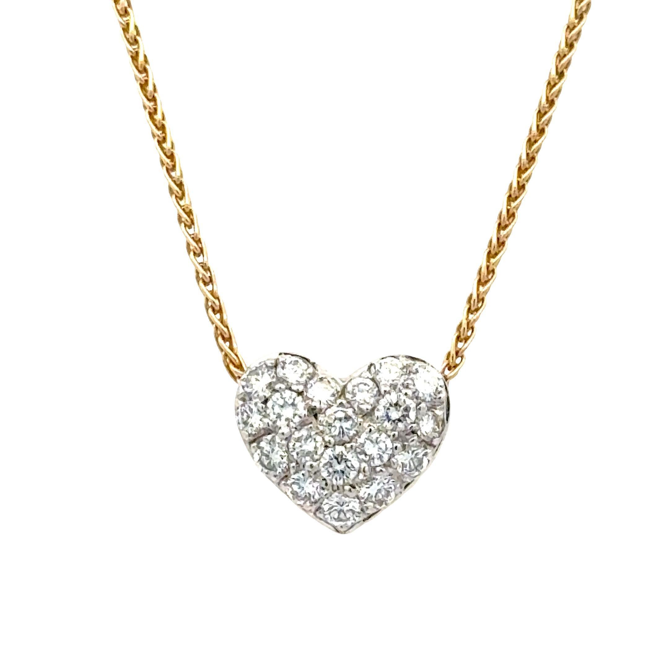 BALESTRA Pavé Diamant 18 Karat Gelbgold Herz-Anhänger Halskette Italienisch (Moderne) im Angebot