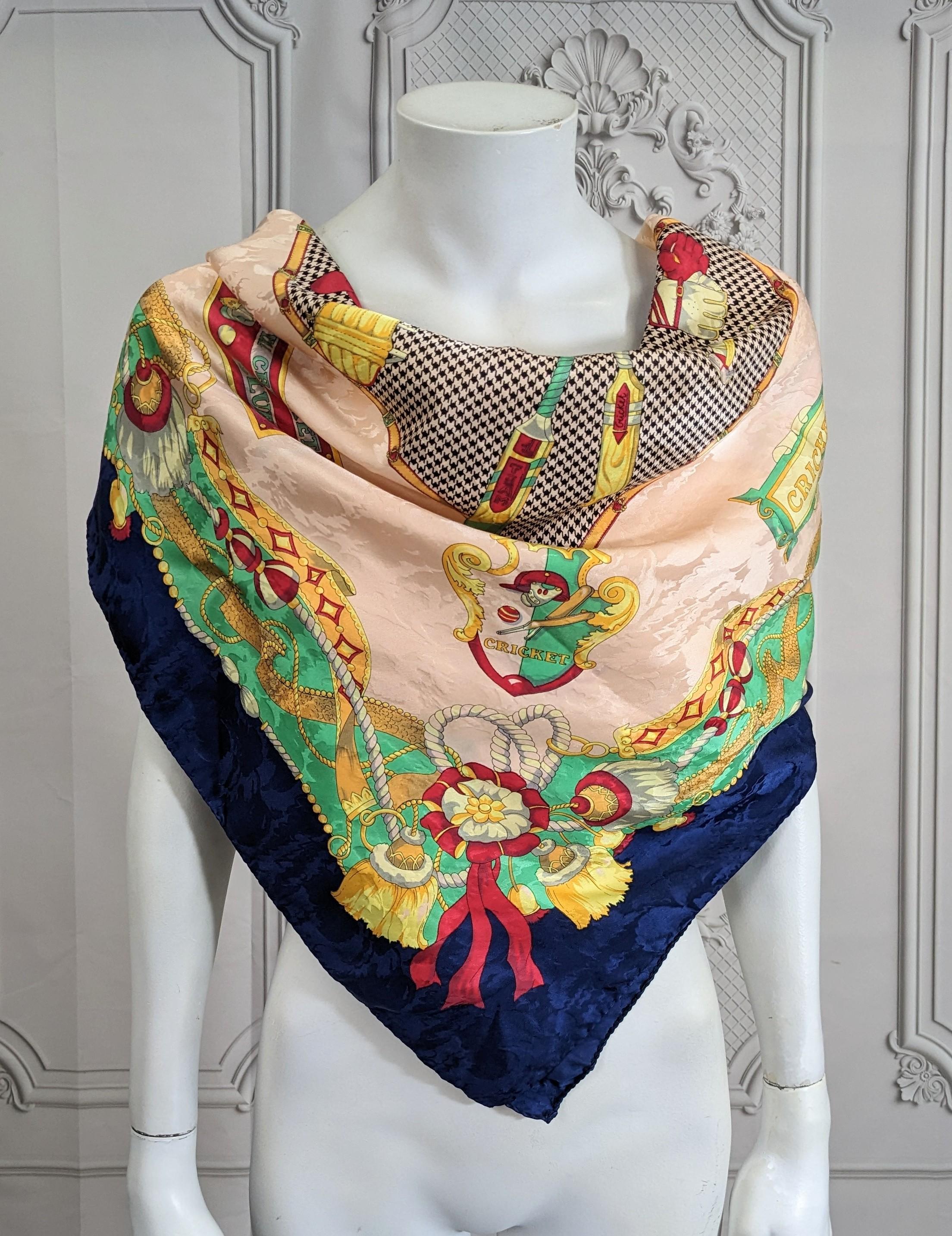 Women's Balestra Silk Crepe Scarf, Cricket Theme For Sale