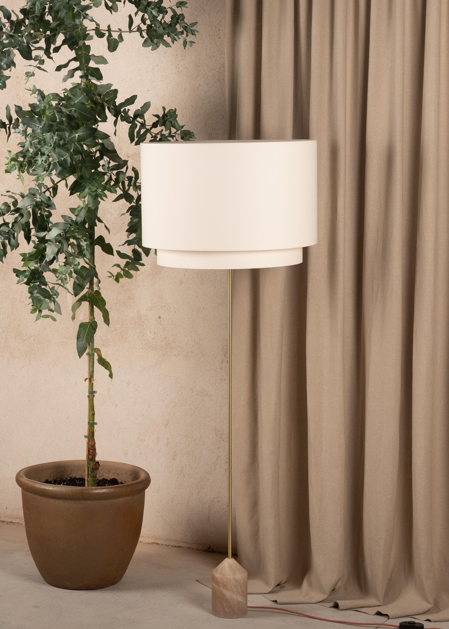 Baleto Duoblo White Alabaster Floor Lamp by Simone & Marcel
Dimensions: D 60 x W 60 x H 176 cm.
Materials: Brass, cotton and white alabaster.

Also available in different marble and alabaster options and finishes. Custom options available on