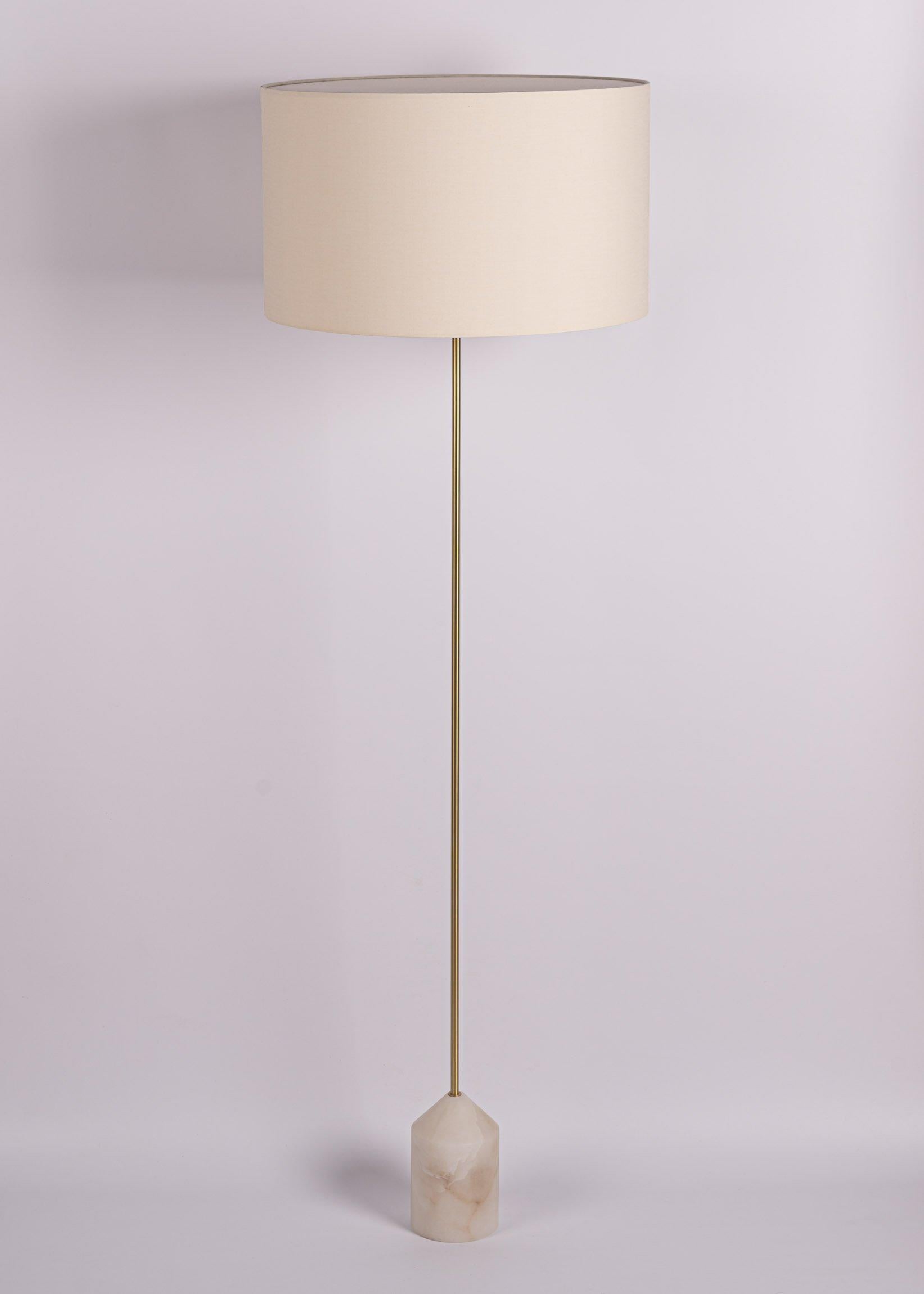 Baleto White Alabaster Floor Lamp by Simone & Marcel
Dimensions: D 50 x W 50 x H 166 cm.
Materials: Brass, cotton and white alabaster.

Also available in different marble and alabaster options and finishes. Custom options available on request.