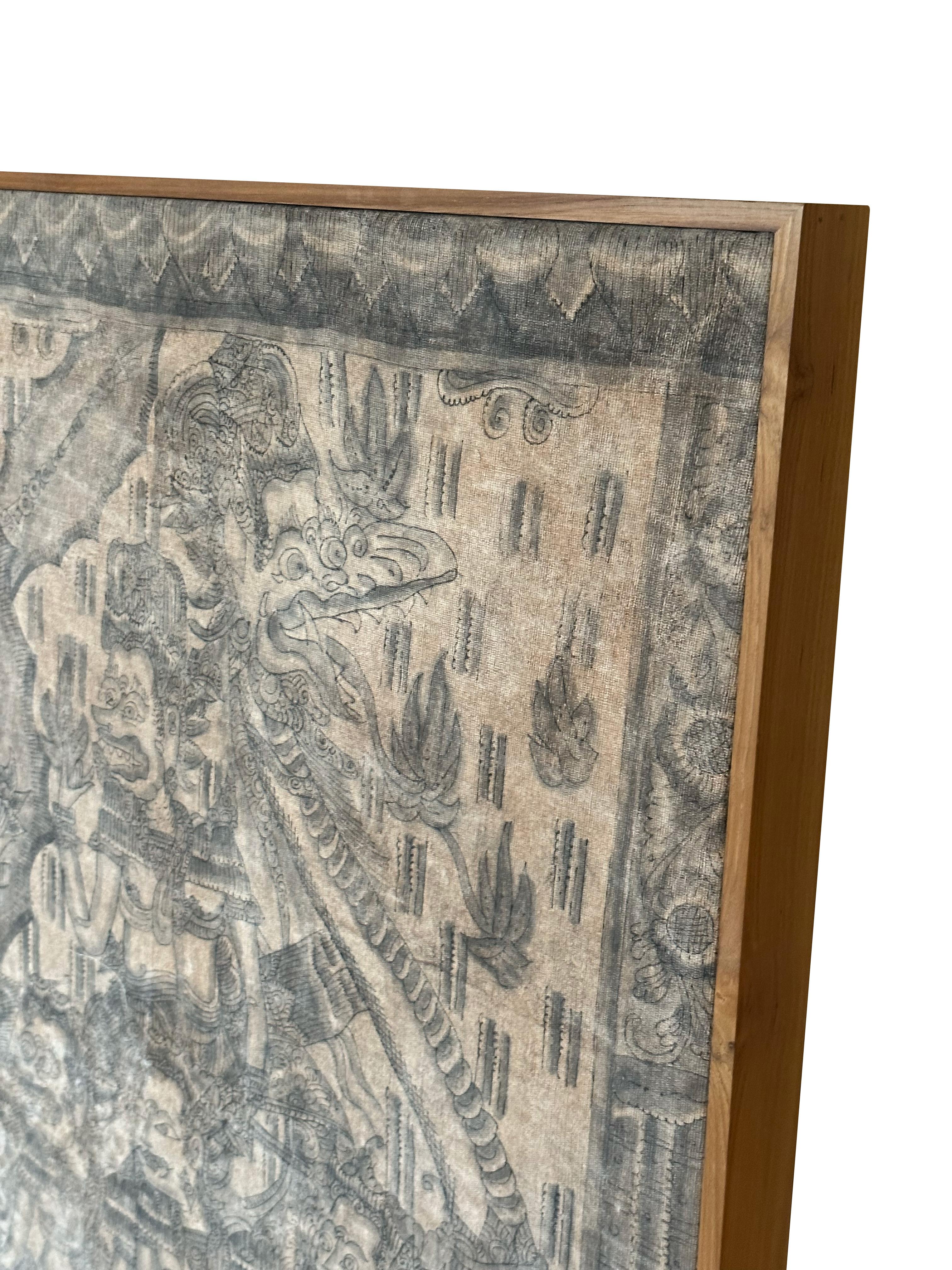 Bali Hindu Textile Framed 'Kamasan' Painting, Indonesia C. 1920 For Sale 4