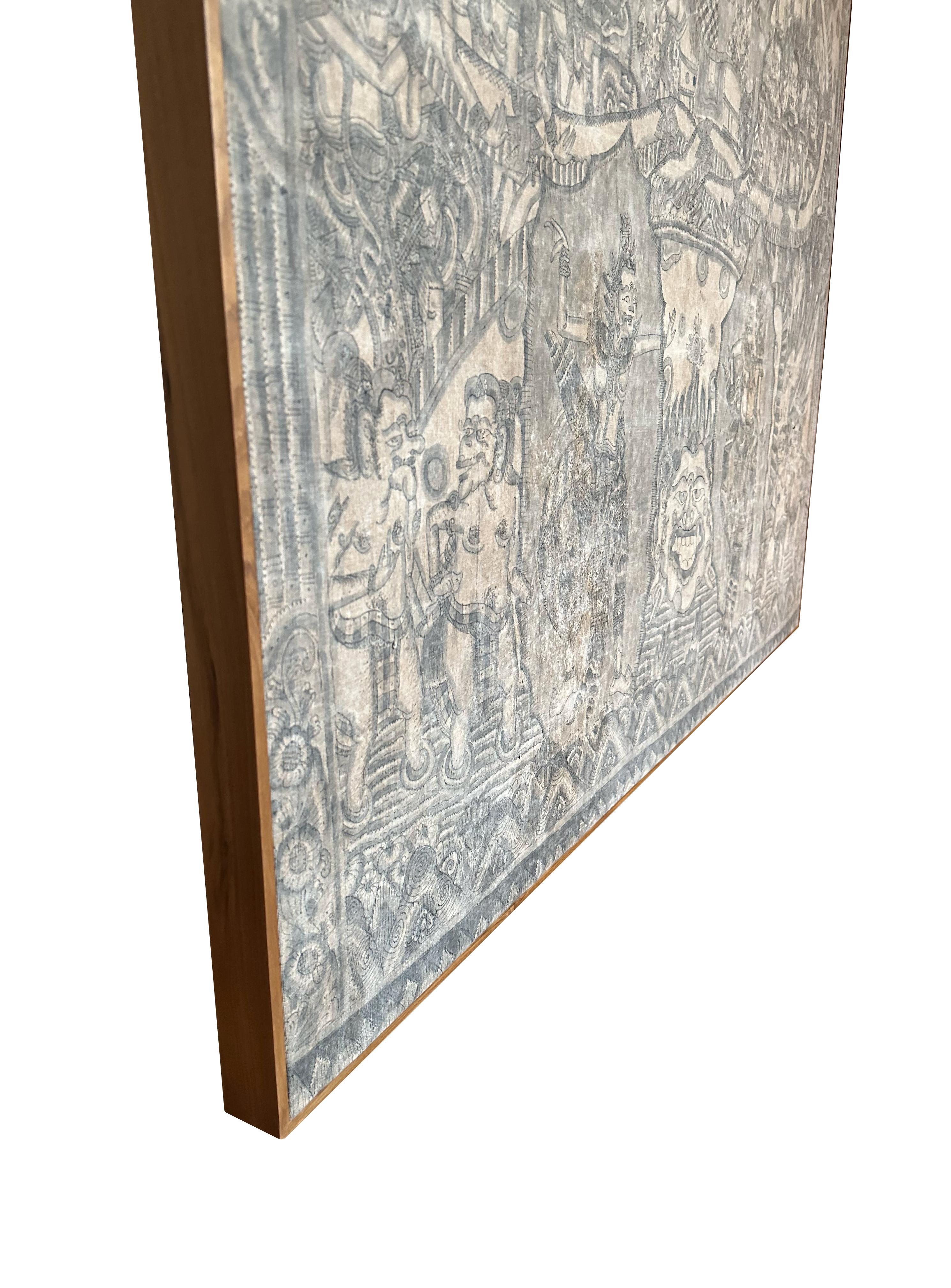 Bali Hindu Textile Framed 'Kamasan' Painting, Indonesia C. 1920 For Sale 7