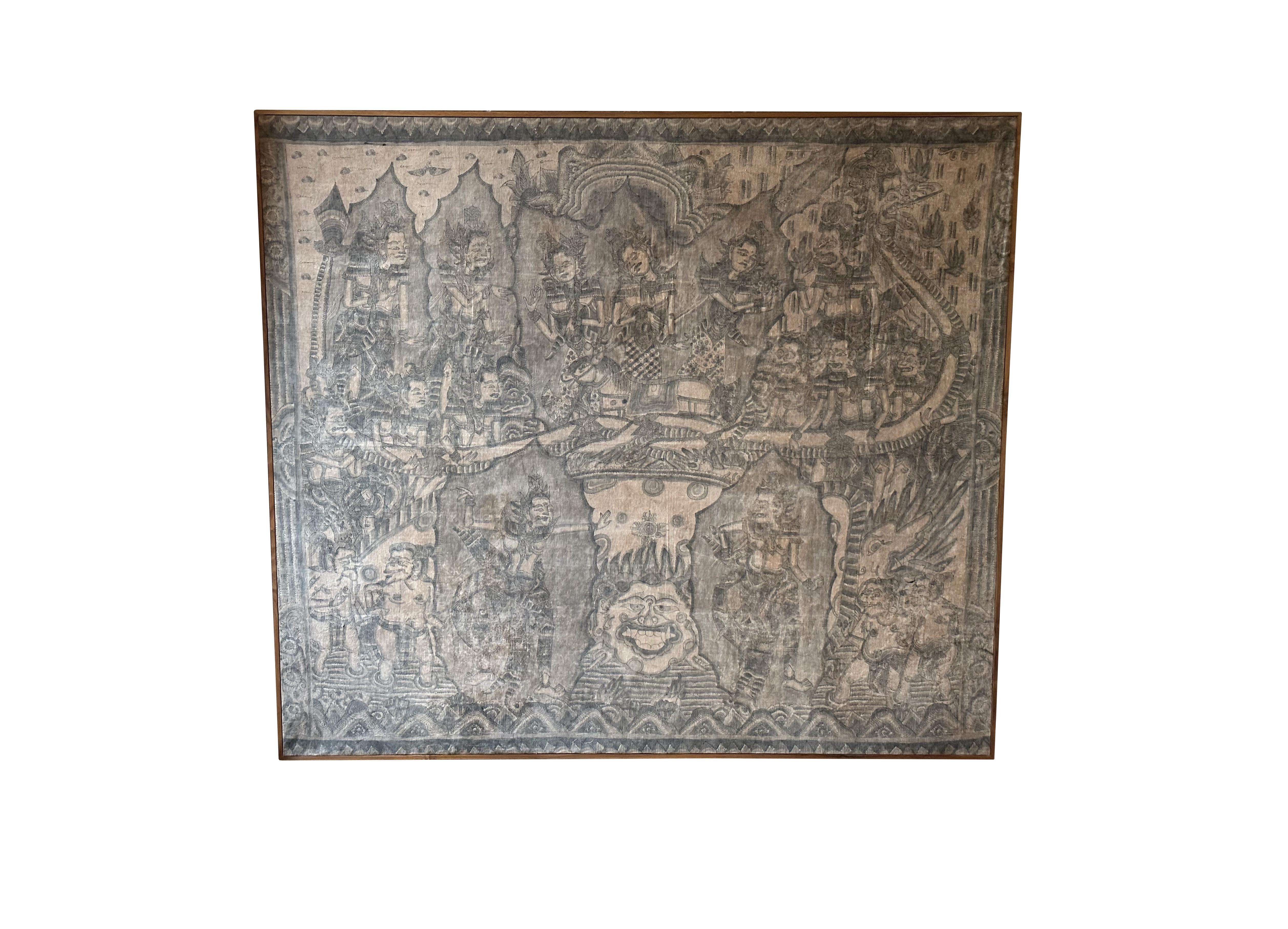 Bali Hindu Textile Framed 'Kamasan' Painting, Indonesia C. 1920 For Sale 10