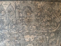 Bali Hindu Textile Framed 'Kamasan' Painting, Indonesia C. 1920