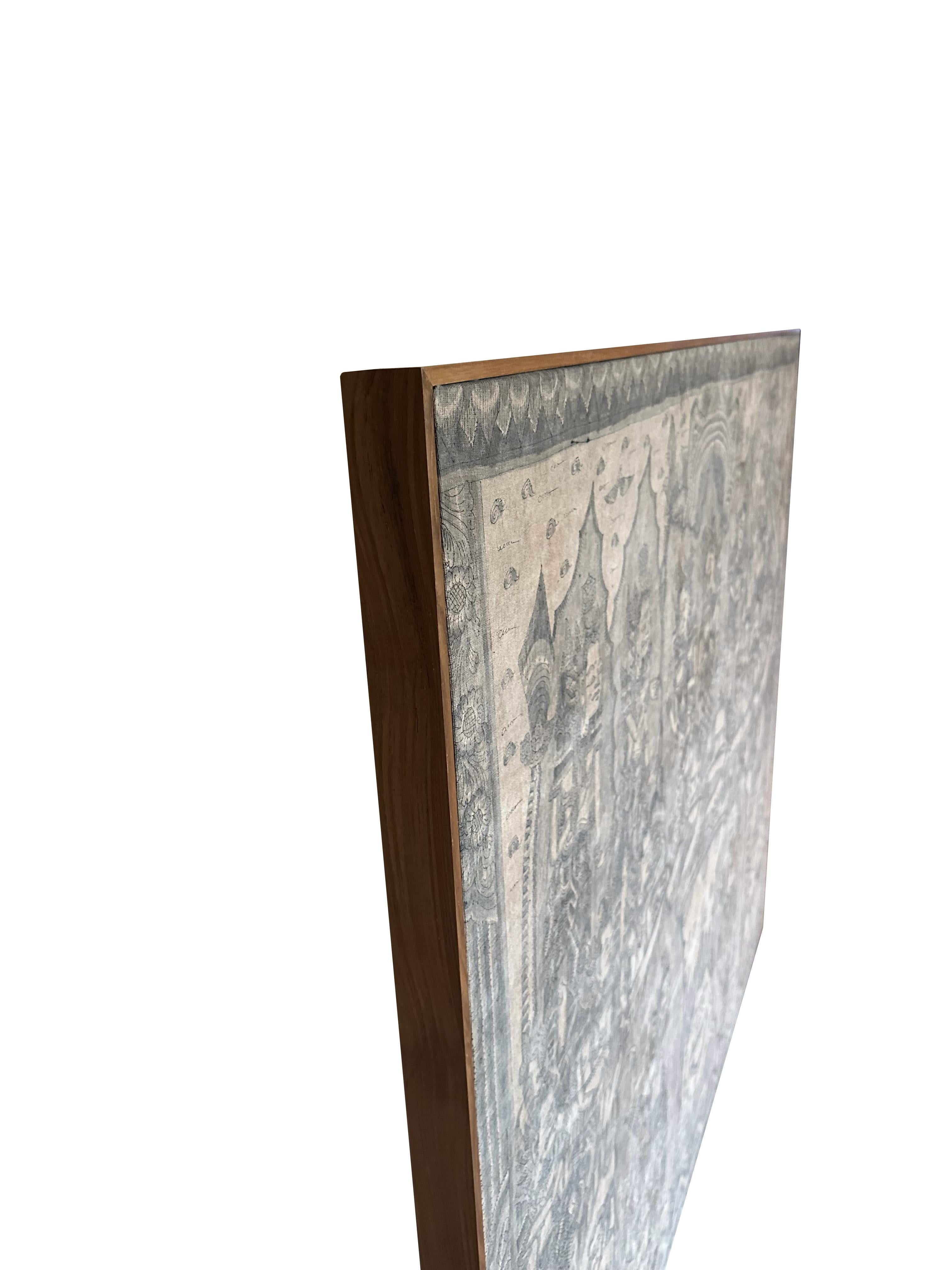Cotton Bali Hindu Textile Framed 'Kamasan' Painting, Indonesia C. 1920 For Sale