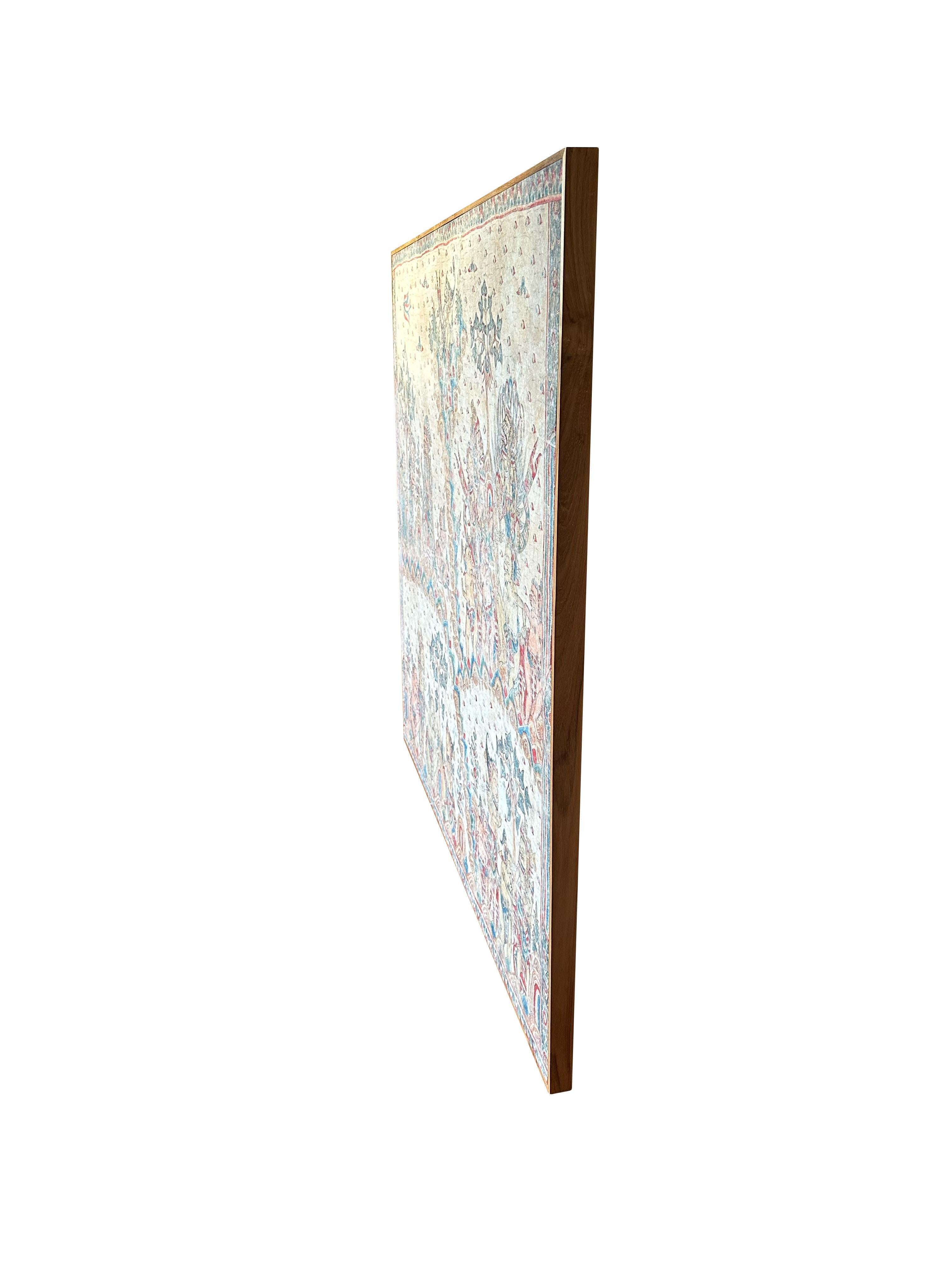Bali Hindu Textile Framed 'Kamasan' Painting, Indonesia C. 1940 For Sale 4
