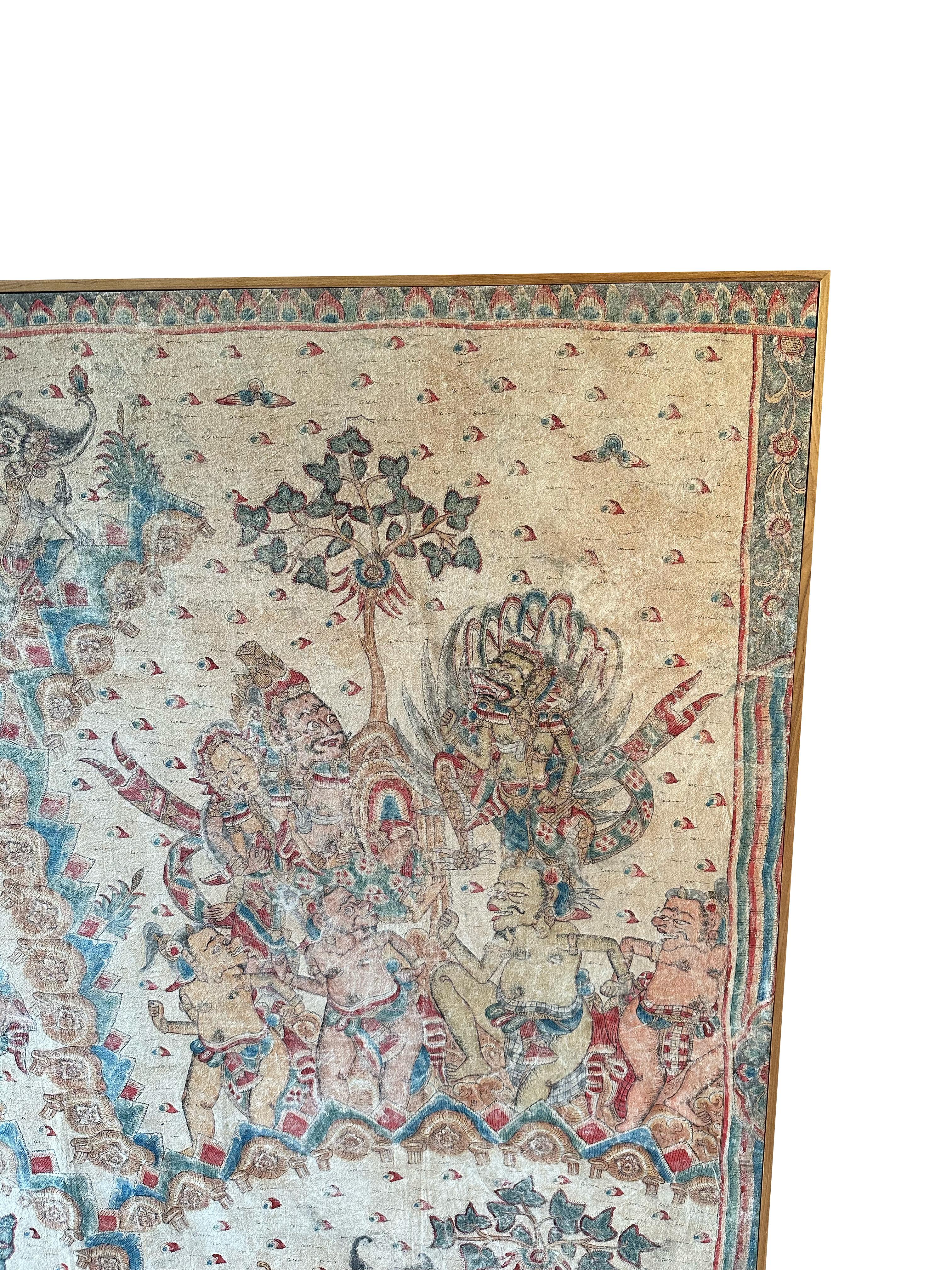 Bali Hindu Textile Framed 'Kamasan' Painting, Indonesia C. 1940 For Sale 6