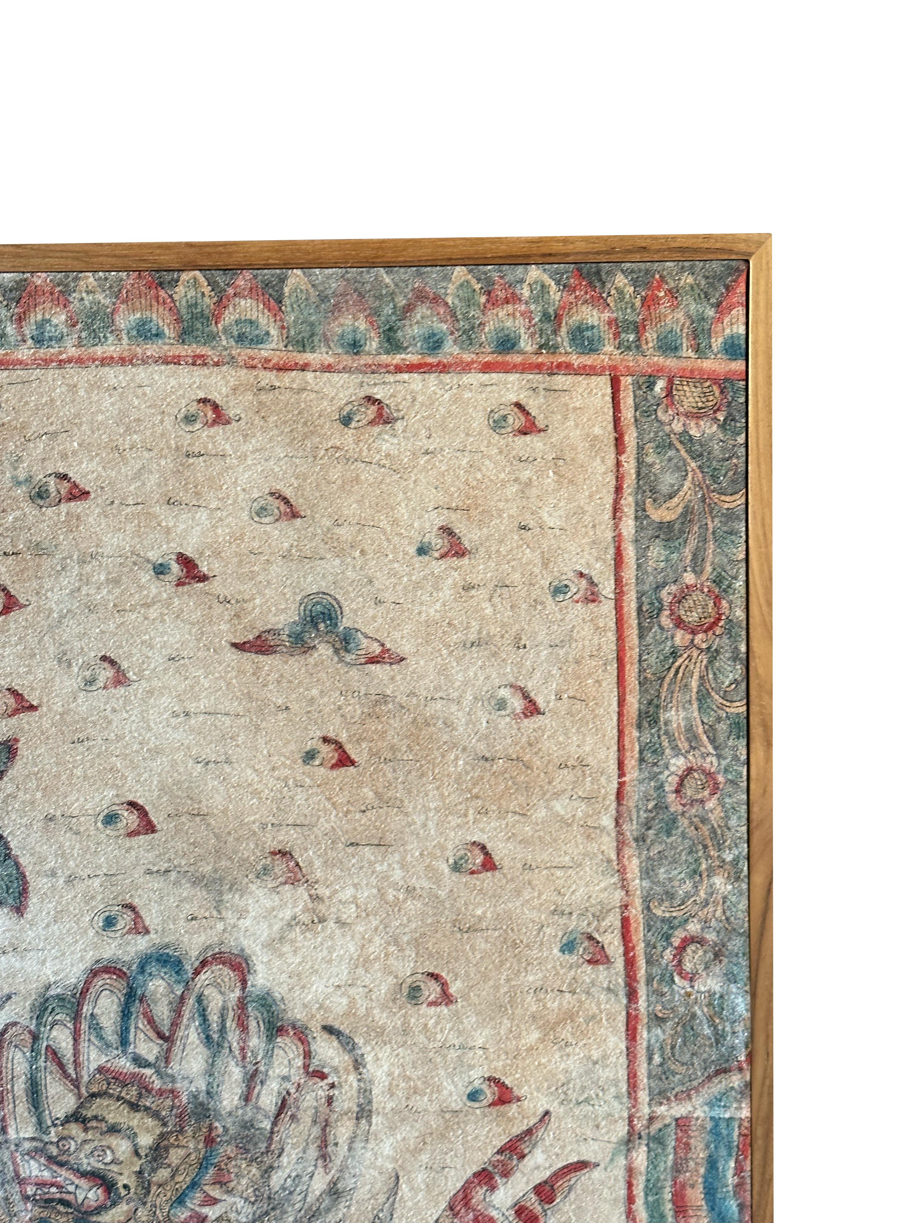 Bali Hindu Textile Framed 'Kamasan' Painting, Indonesia C. 1940 For Sale 2