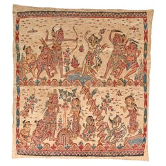 Bali Hindu Textile 'Kamasan' Painting, Indonesia, Early 20th Century
