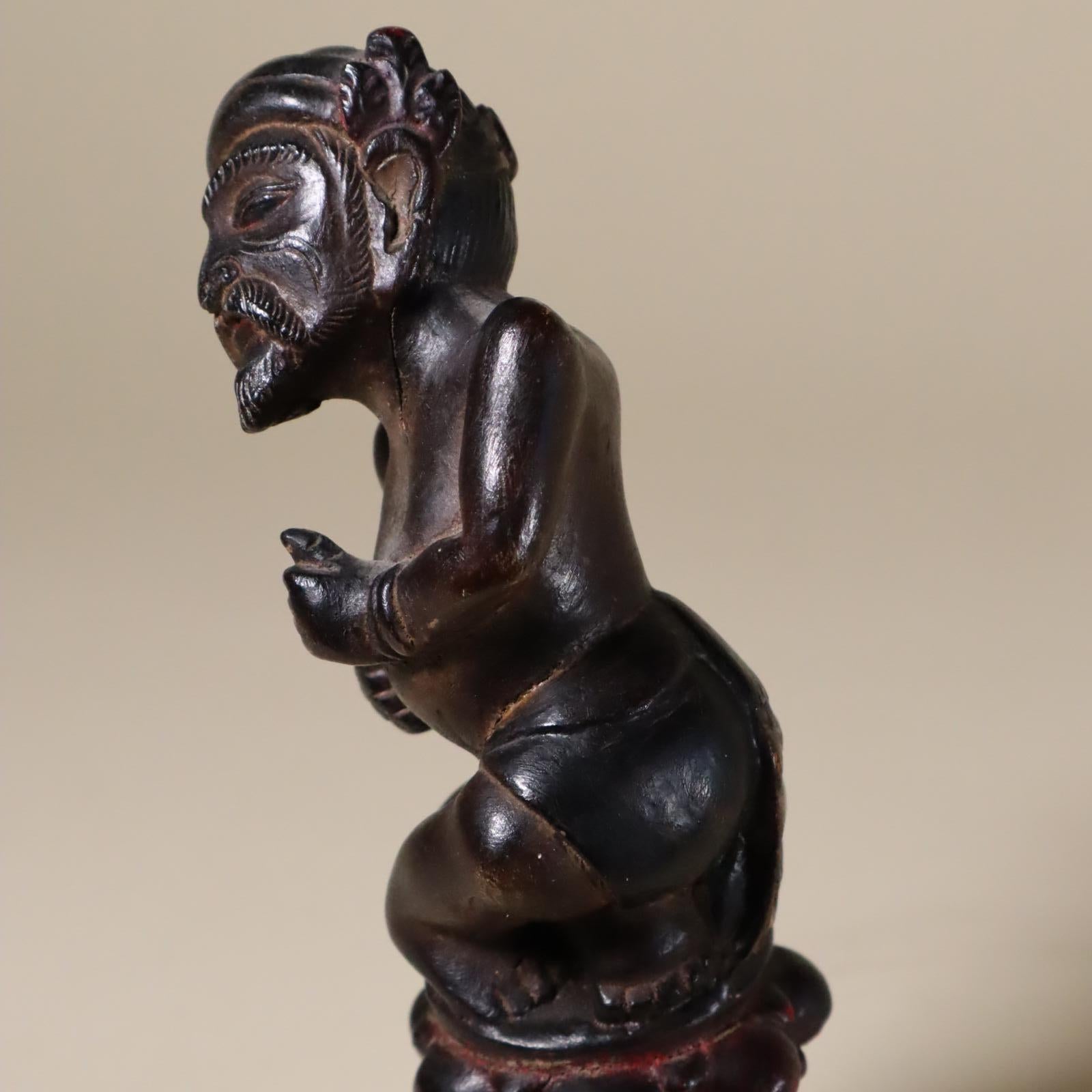 Balinese Bali Indonesia Ceremonial Dagger 'kris or keris' Handle Painted Wood Dwarf For Sale