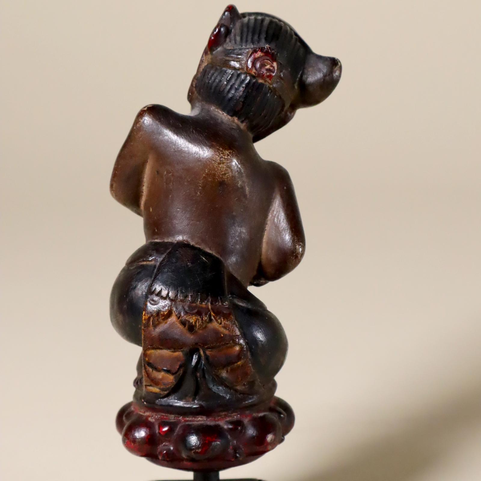 Hand-Carved Bali Indonesia Ceremonial Dagger 'kris or keris' Handle Painted Wood Dwarf For Sale