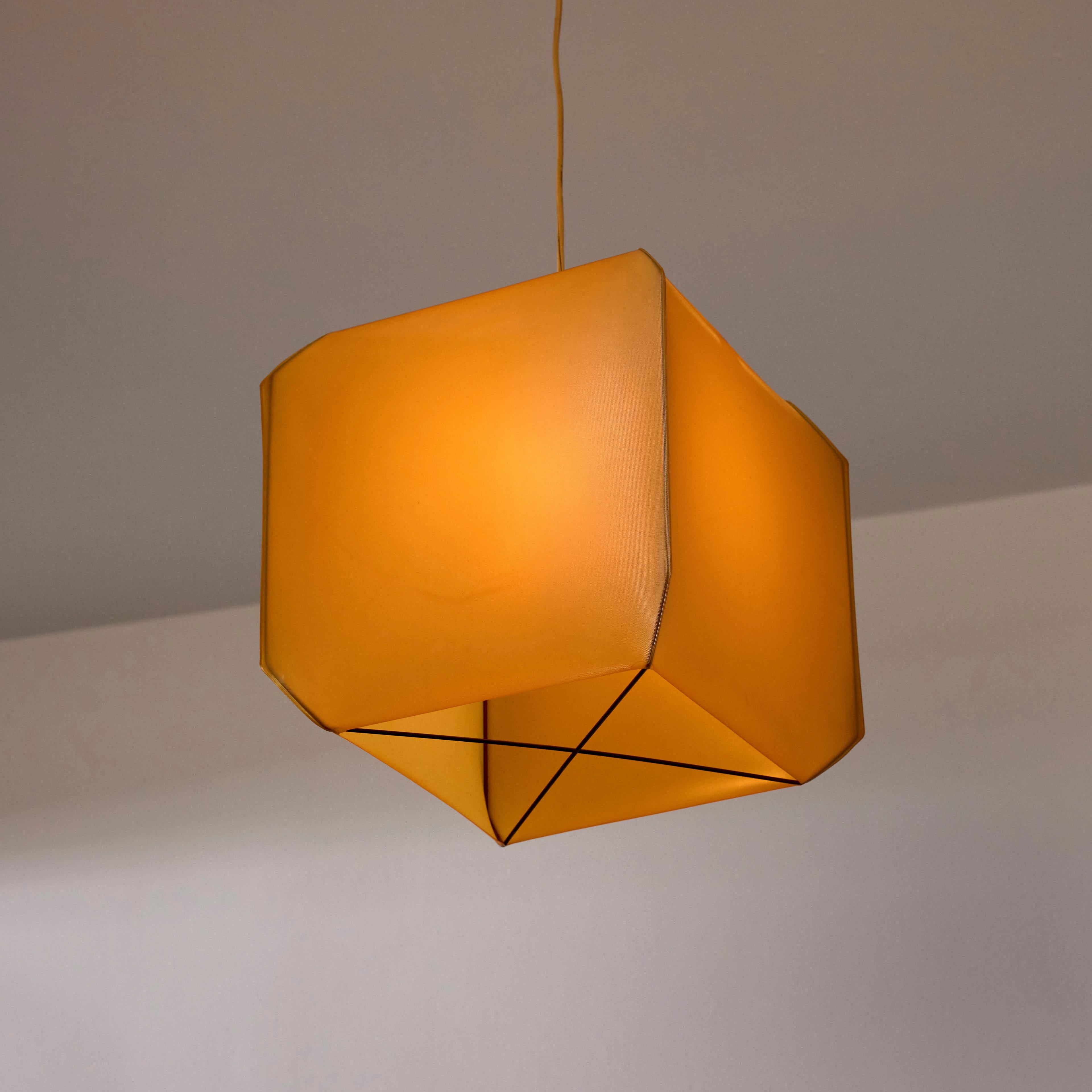 Bali suspension light by Bruno Munari for Danese Milano. Designed in Italy, in 1958. Brass, metal, and polymer plastic. Each lamp holds a single E27 socket type, adapted for the US. . We recommend a 40w maximum bulb or LED equivalent. Bulbs are not