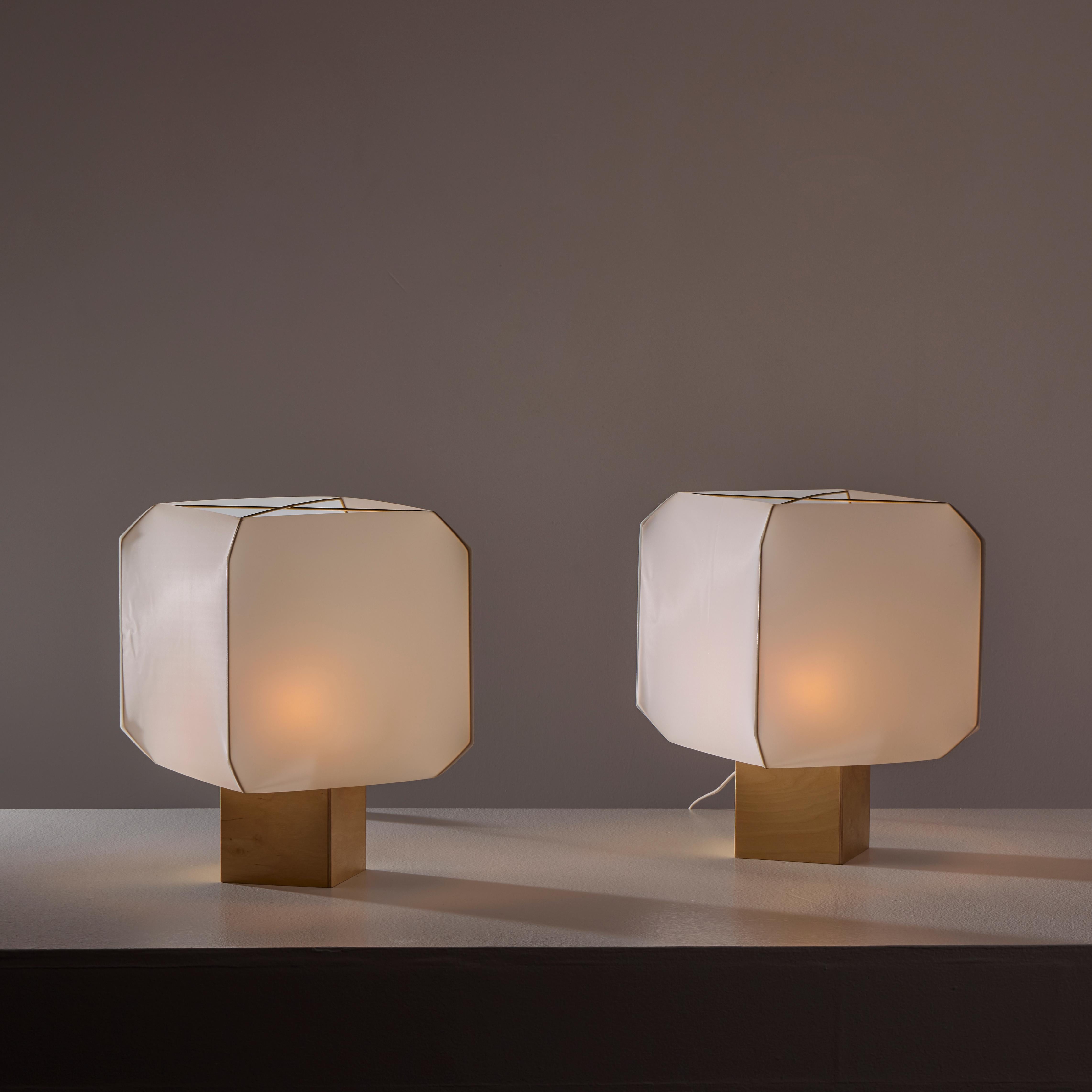 Oiled Pair of 'Bali' Table Lamps by Bruno Munari for Danese