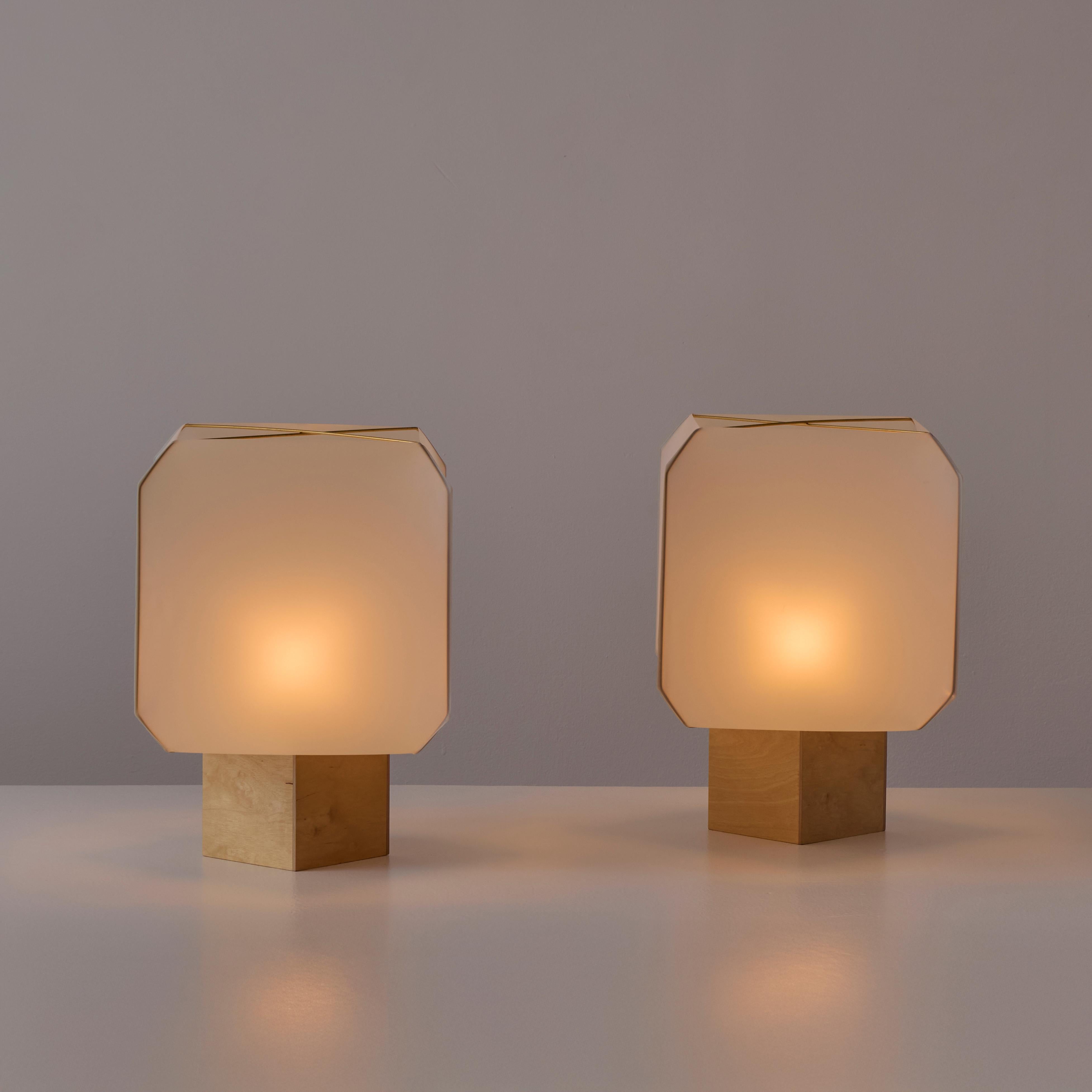 Fabric Pair of 'Bali' Table Lamps by Bruno Munari for Danese