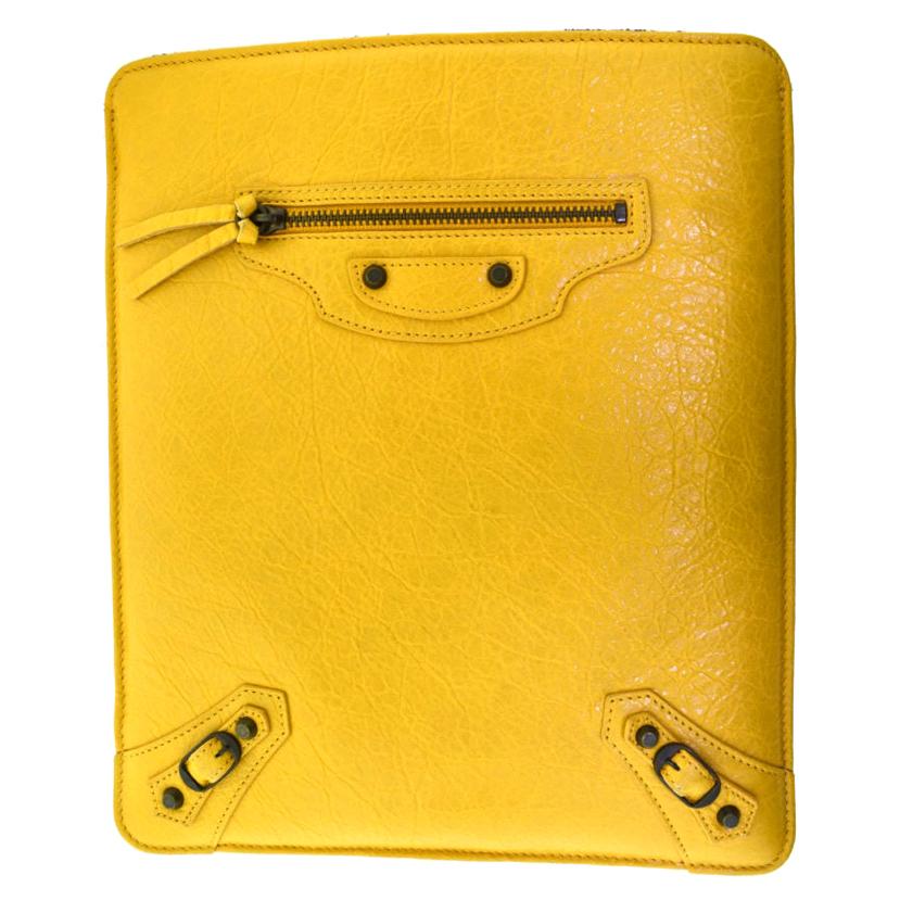 Balenciaga Motocross Classic iPad Tablet Yellow Leather Case For Sale