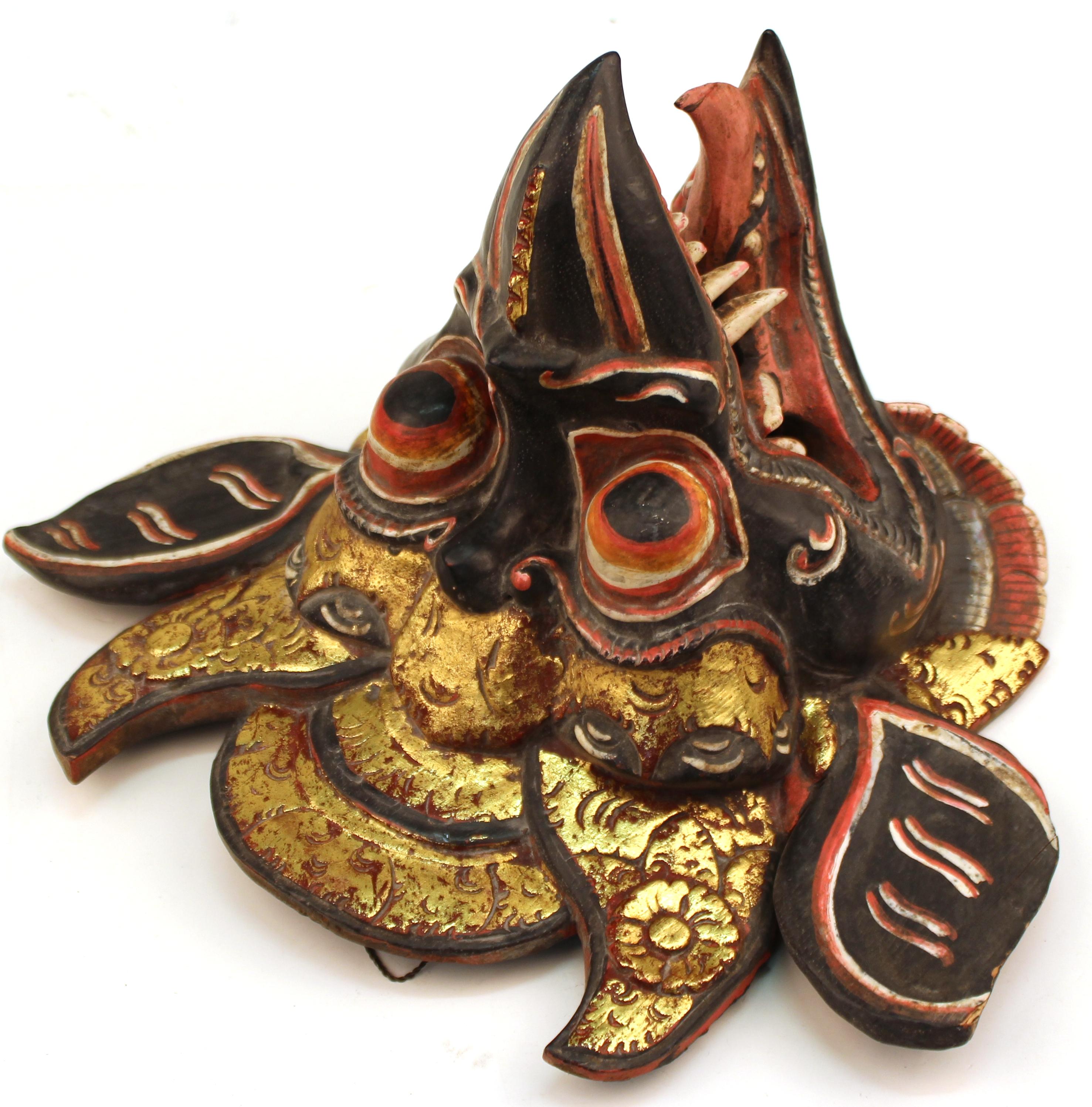 Hand-Painted Balinese Barong Dance Mask of Garuda, the Vehicle of Vishnu