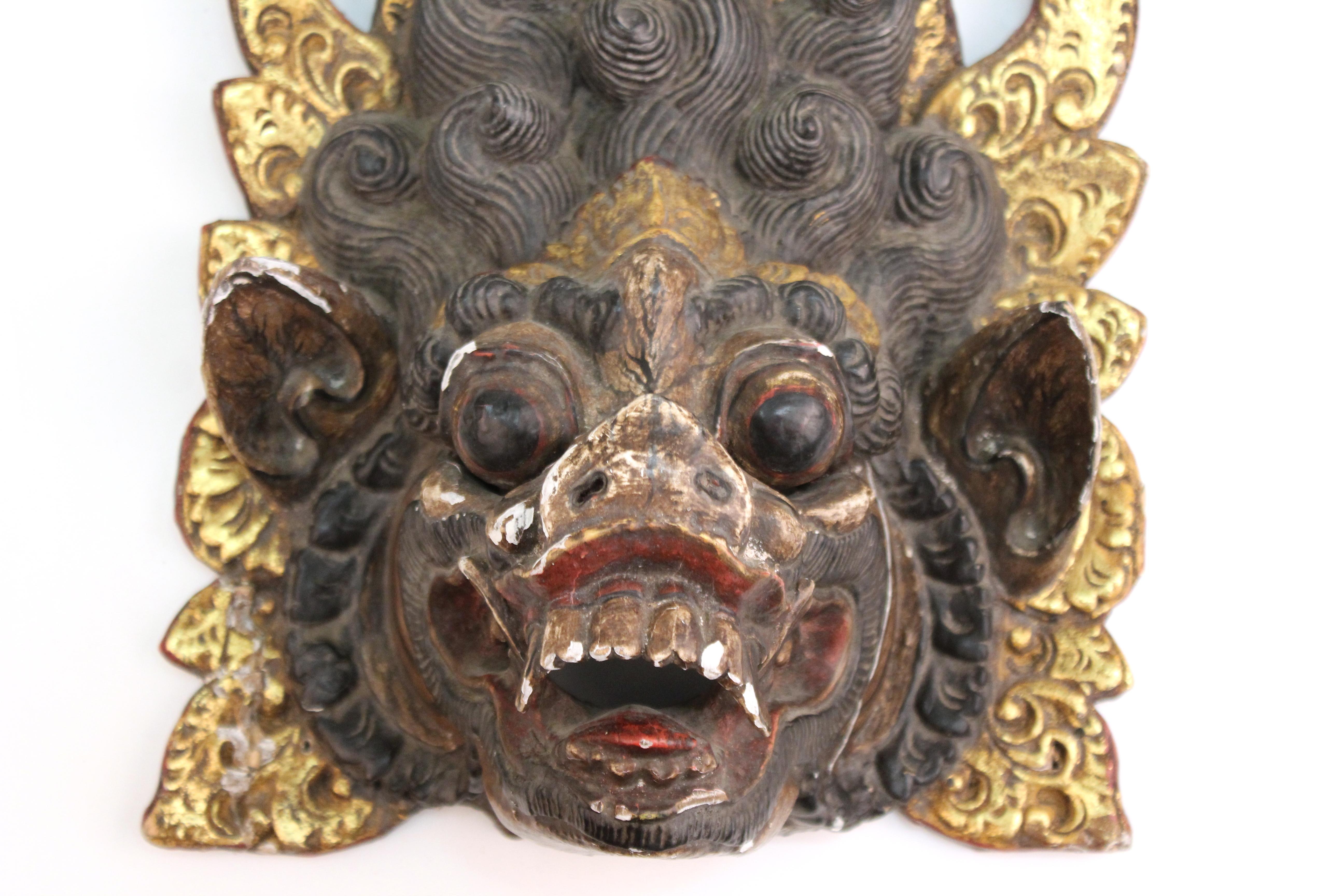 Balinese Barong Wood Dance Mask of Mythological Creature 1