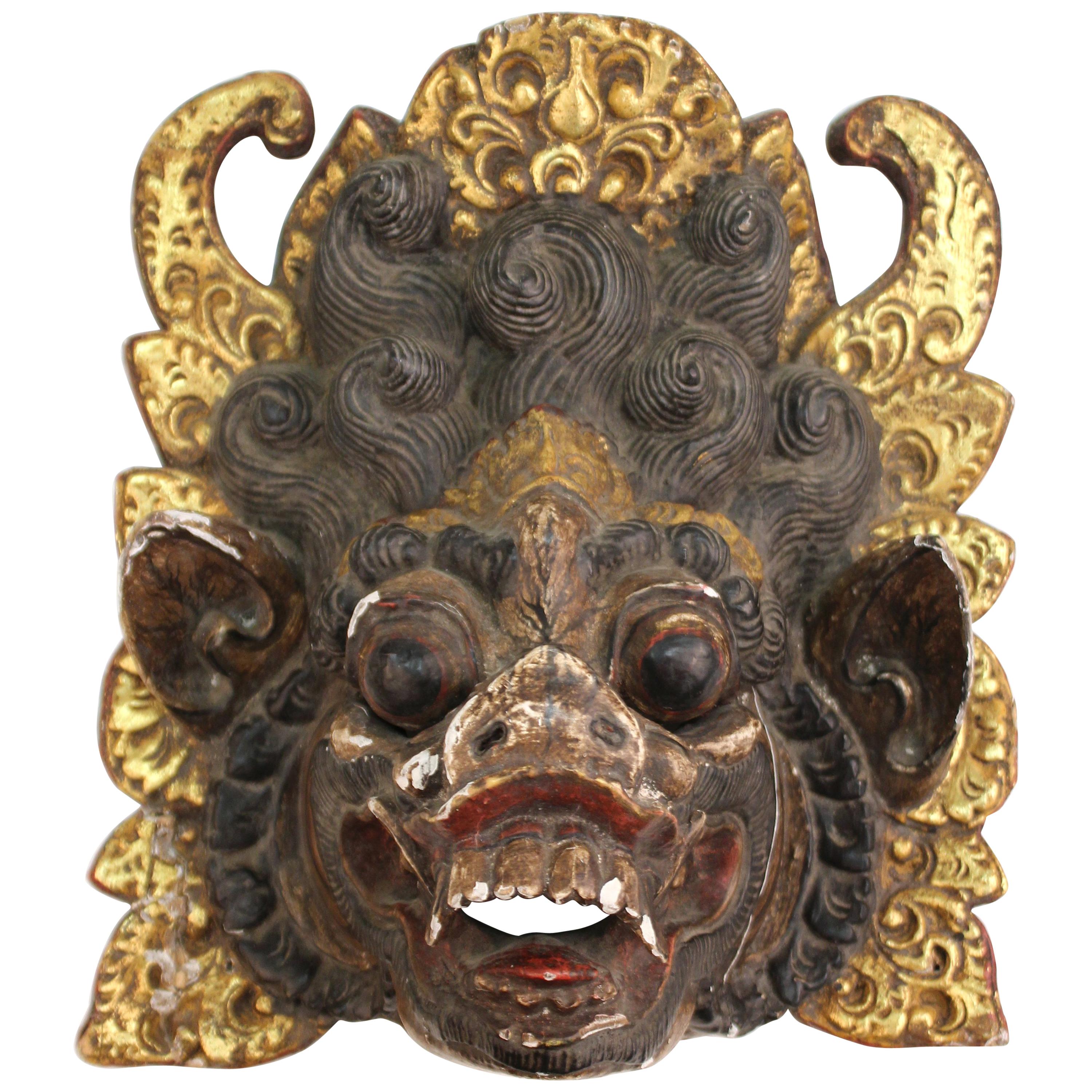 Balinese Barong Wood Dance Mask of Mythological Creature