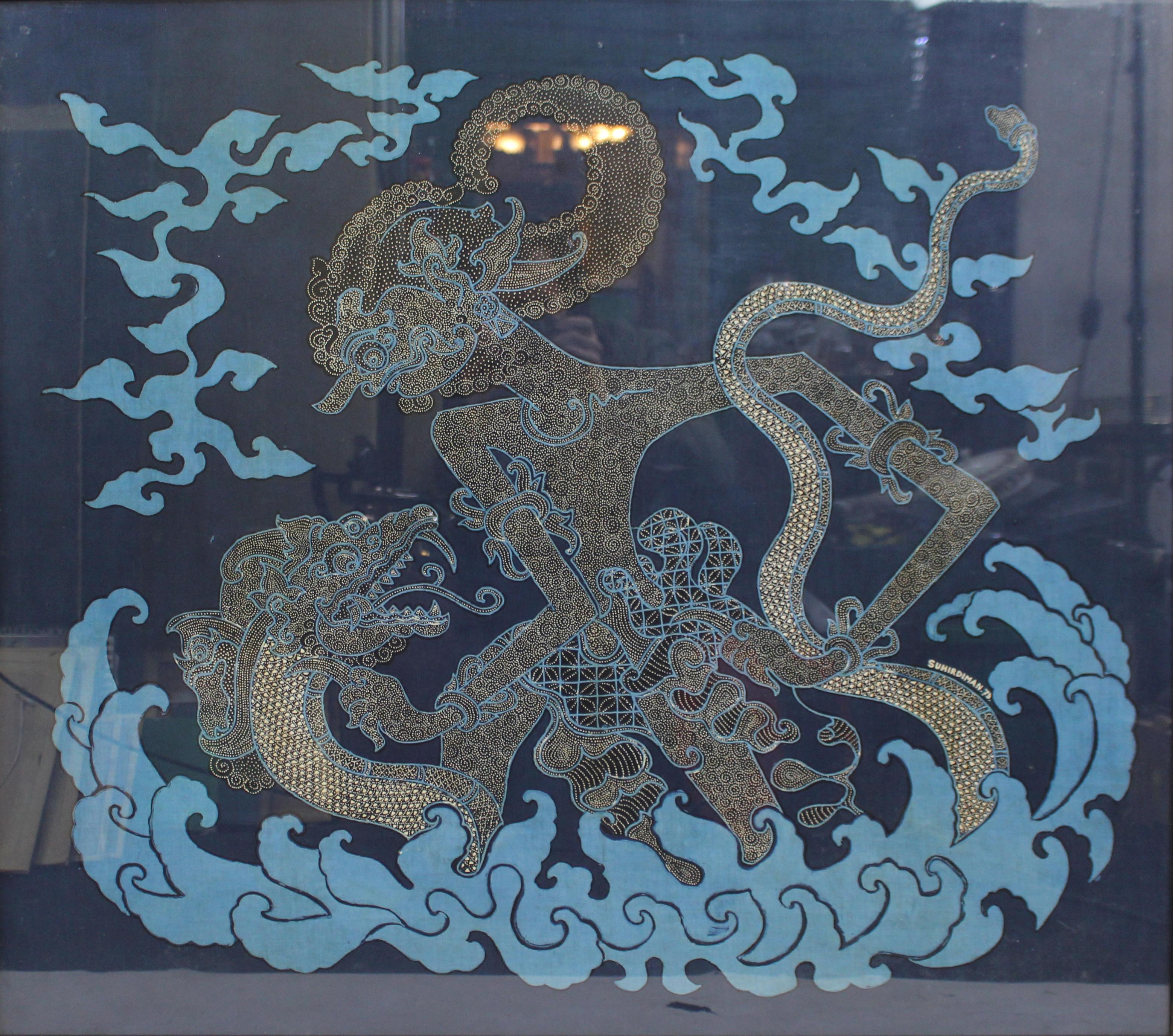 Balinesischer Batikdruck von Suhirdiman, signiert und datiert 1976 (Indonesisch) im Angebot