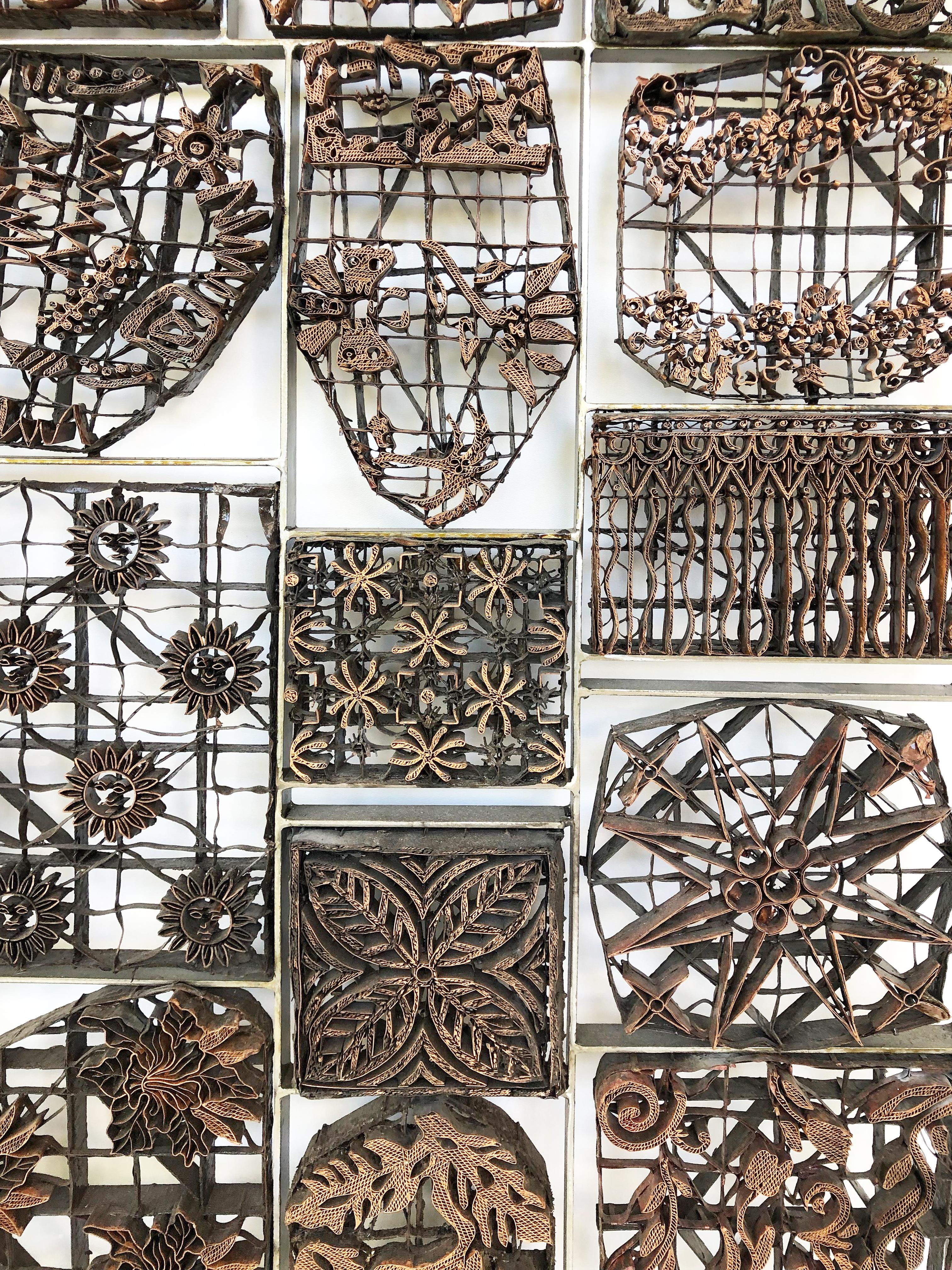 Welded Balinese Batik Printing Blocks for Fabric Wall Sculpture