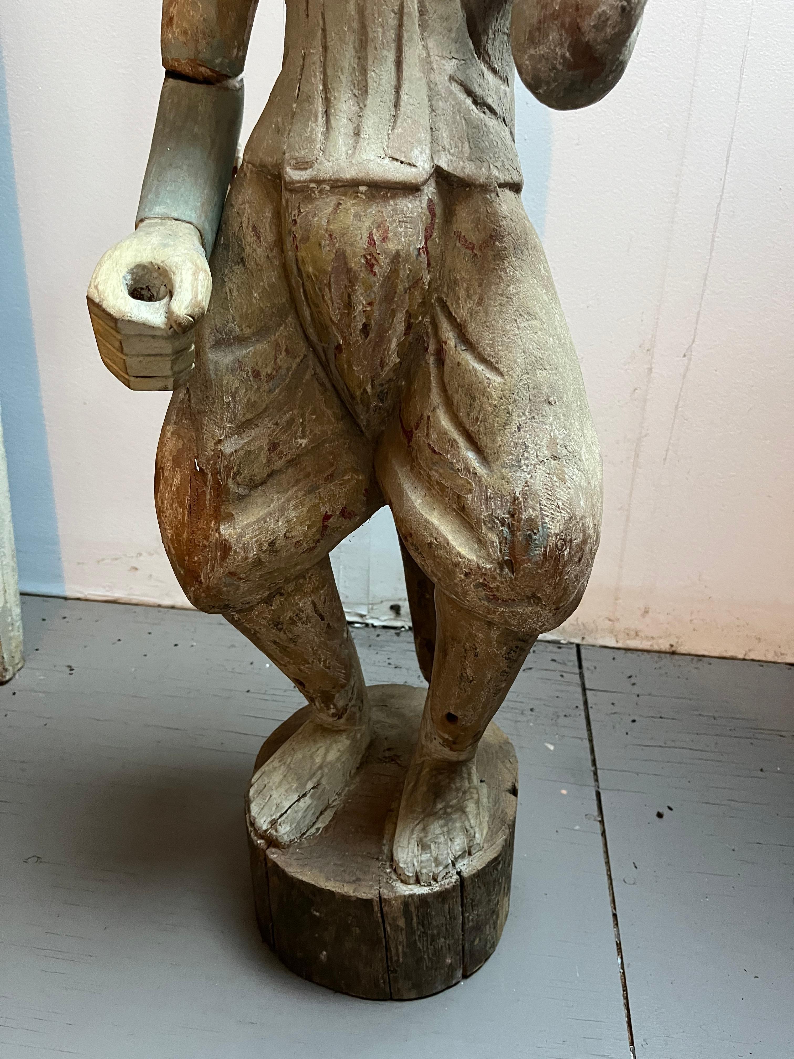 Balinese Carved Wood Statue of a Dancer In Good Condition For Sale In Doylestown, PA