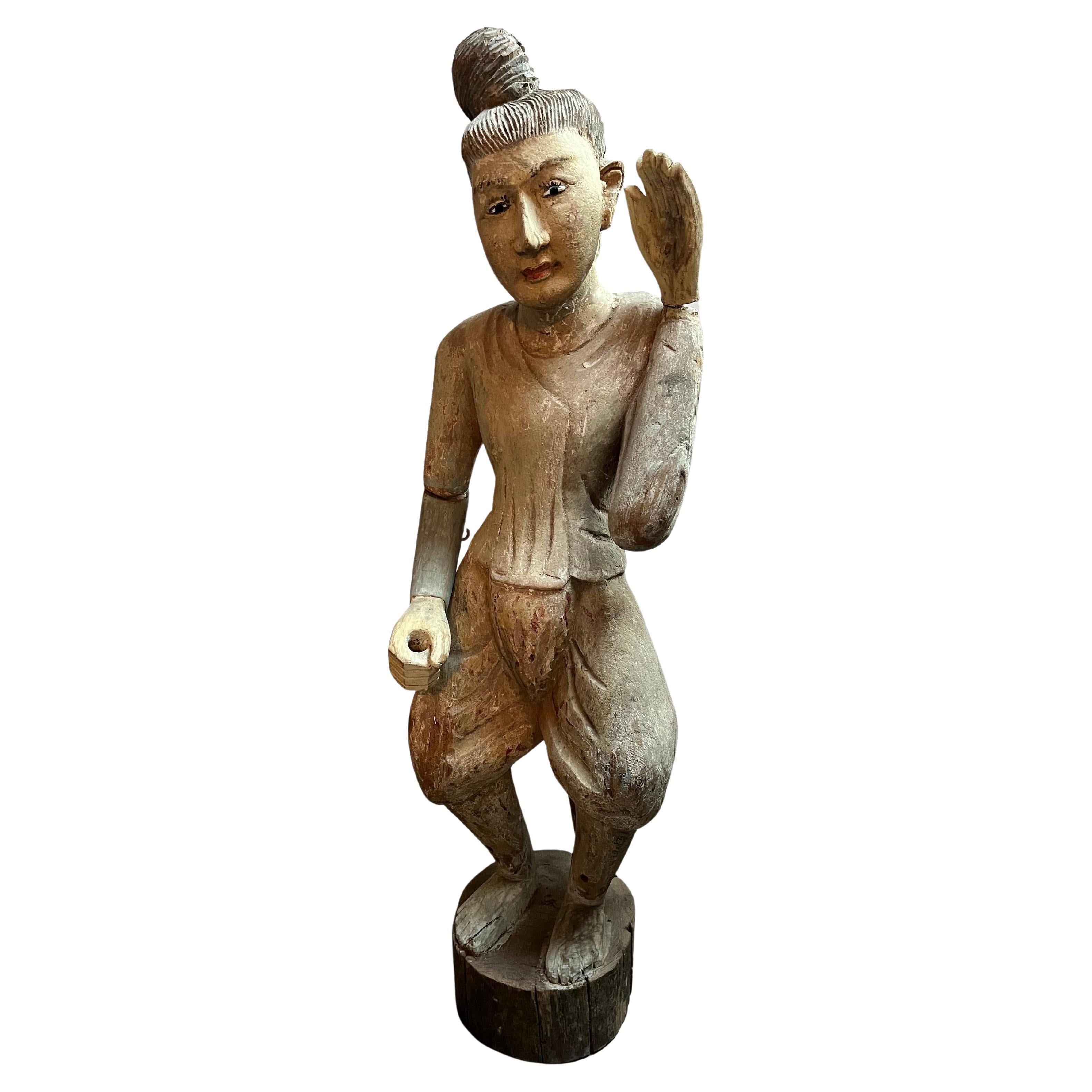 Balinese Carved Wood Statue of a Dancer