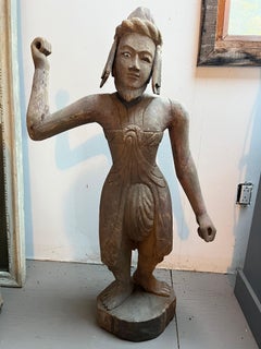 Balinese Carved Wood Statue of a Warrior