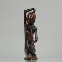 Balinese Carved Wood Statues of a Naked Lady Great Carving, 1950 20th Century