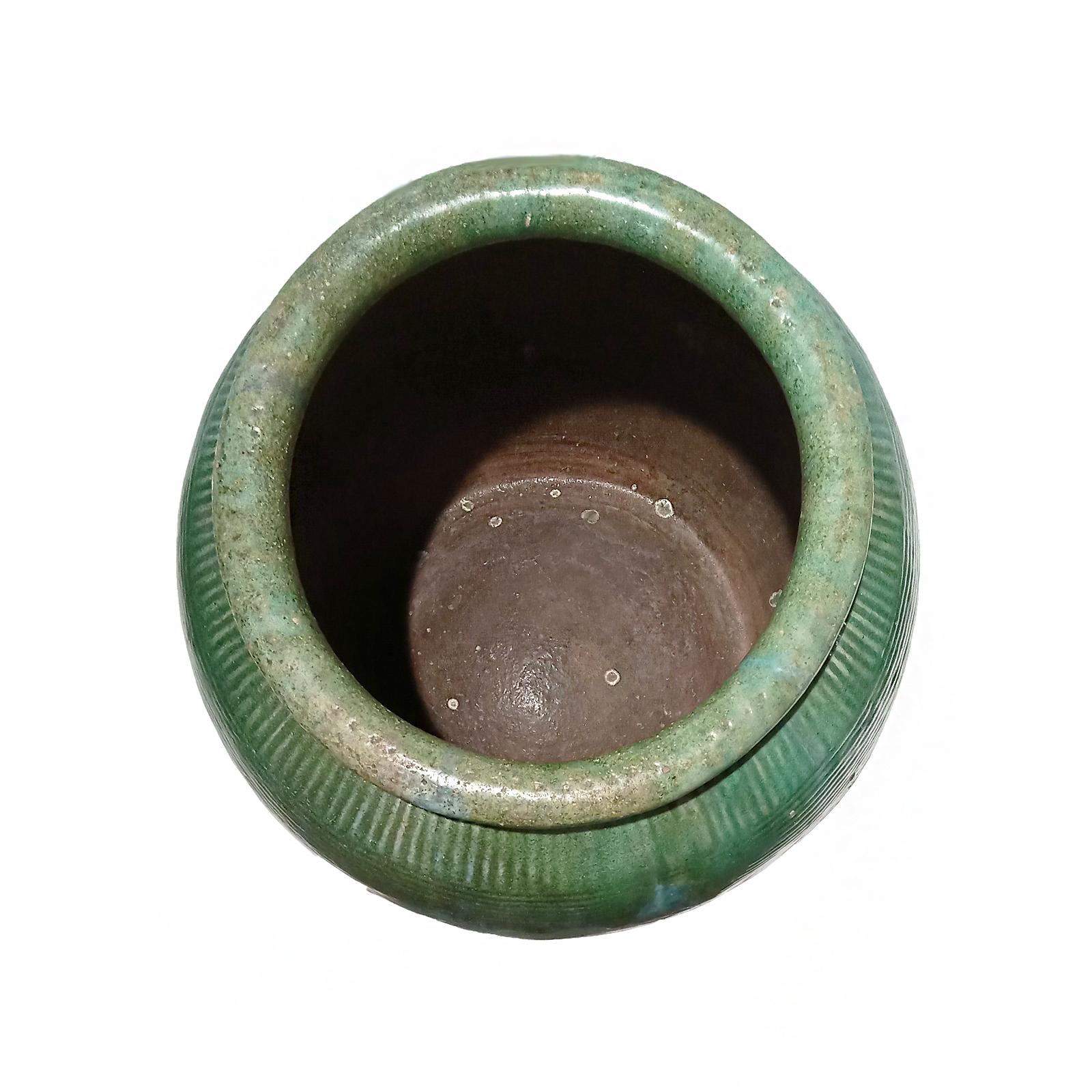Balinese Terracotta Vase / Jar / Urn with Green Glaze, Contemporary For Sale 4