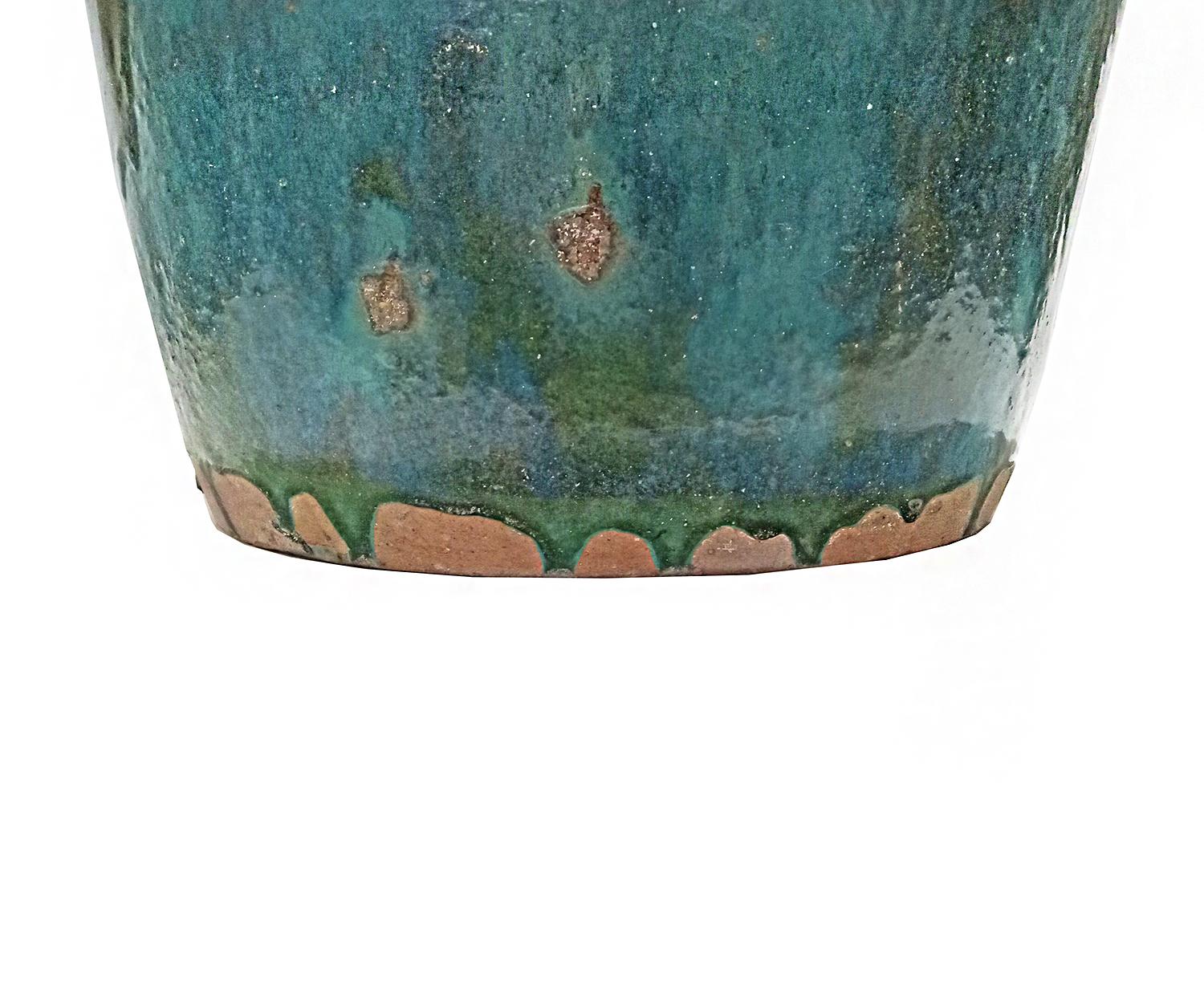 Balinese Terracotta Vase / Jar / Urn with Green Glaze, Contemporary For Sale 7