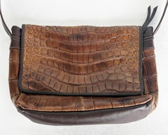 Balinese Crocodile, Leather Gabag Shoulder Bag, Unisex Cross Body Messanger